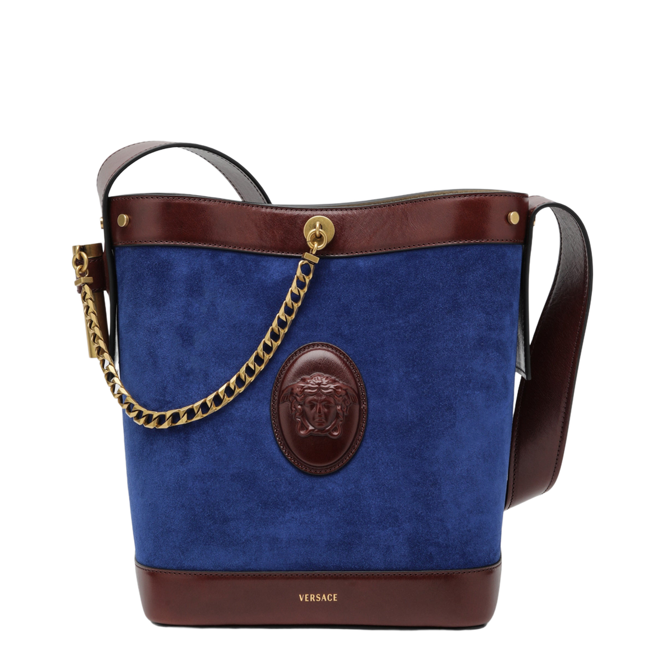 Pivot Small Suede Bucket Bag - Blue/Brown