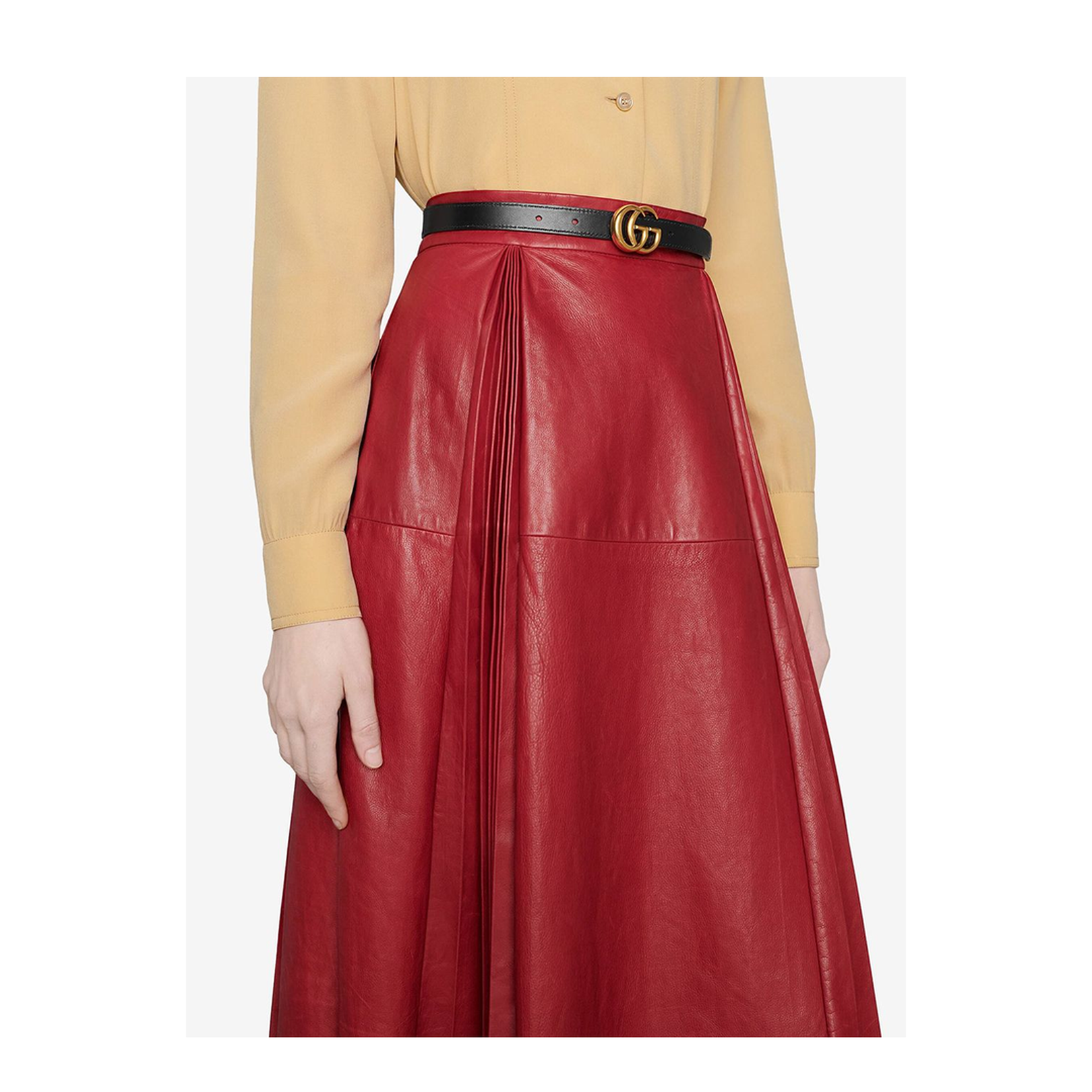 Marmont Reversible Thin Belt in Beige, Ebony & Black