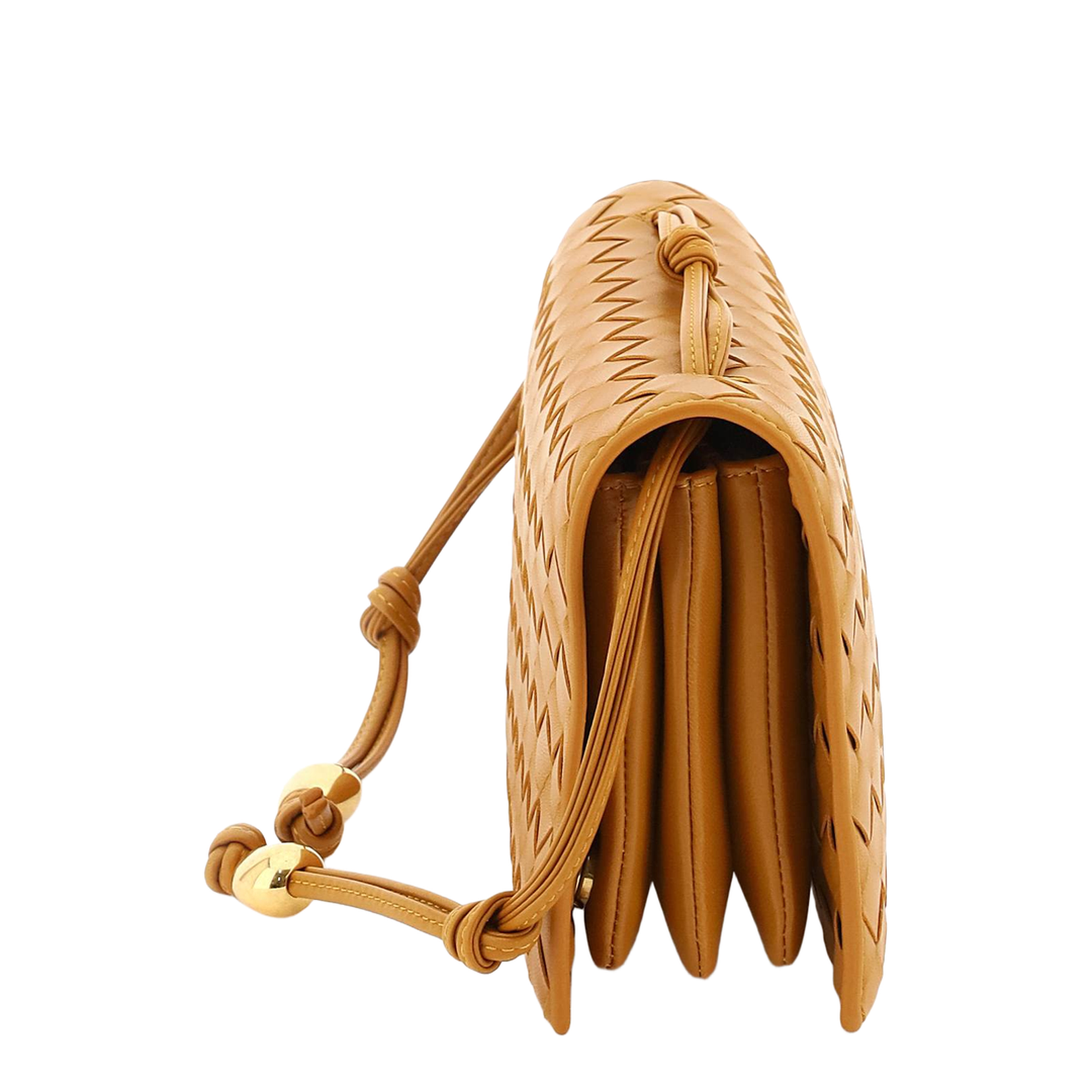 Intrecciato Leather Shoulder Bags - Gold