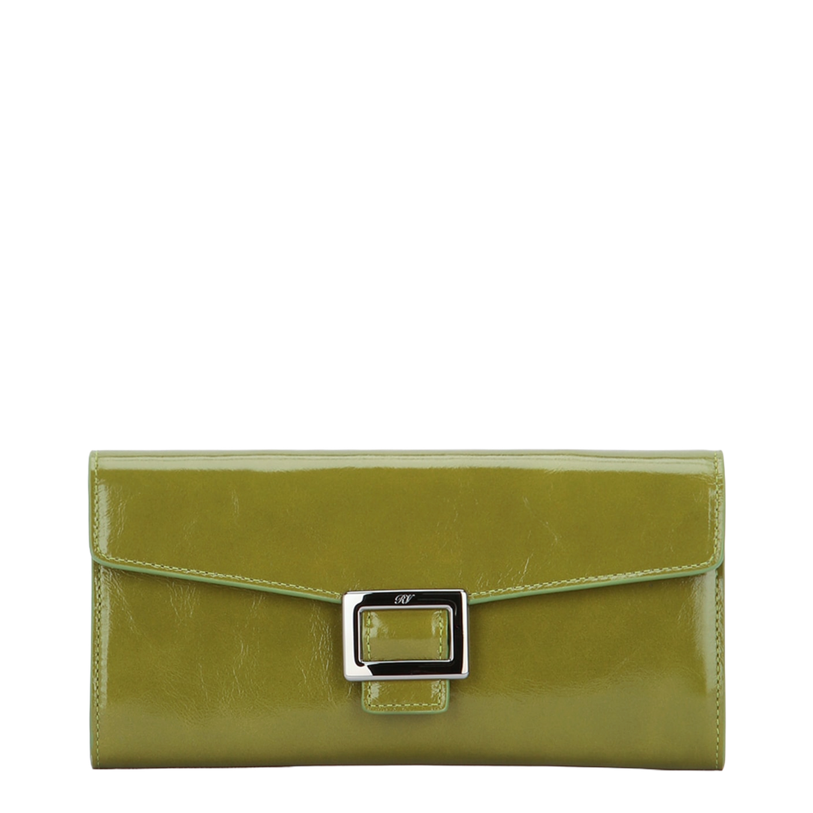 Wallet on Chain in Patent Leather Green