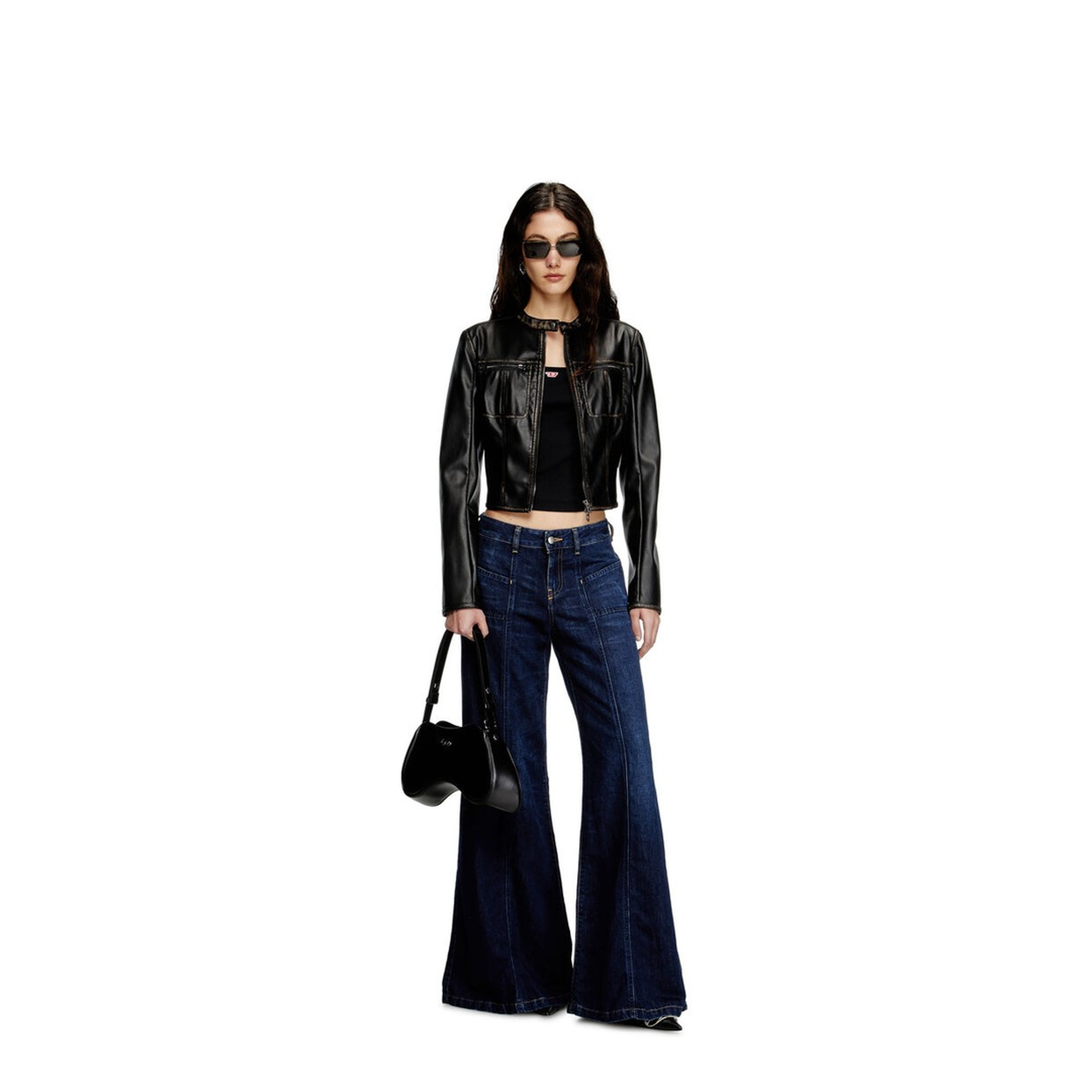Play Semi-Gloss Leather Shoulder Bag - Black