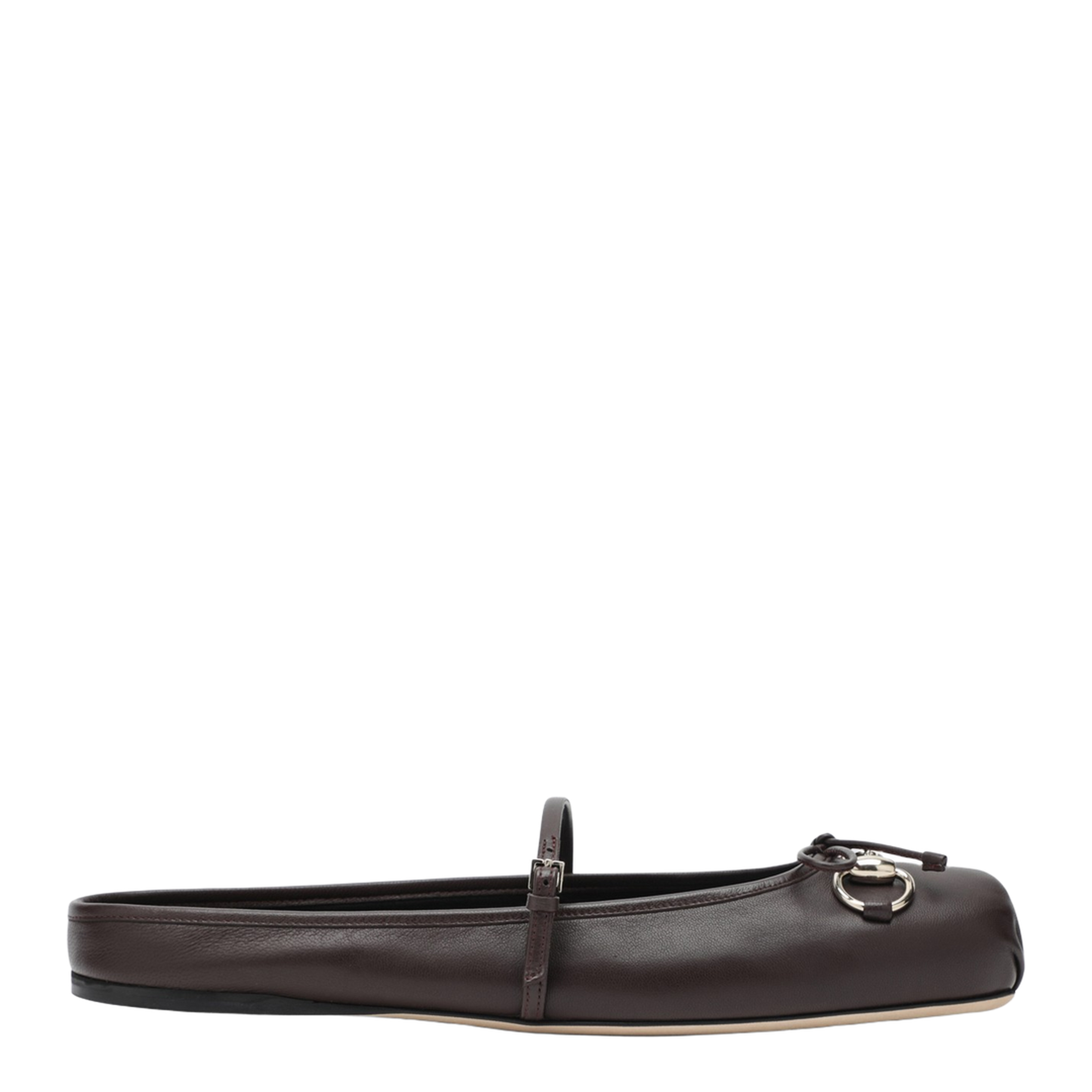 Dark Brown Leather Mules with Horsebit Detail