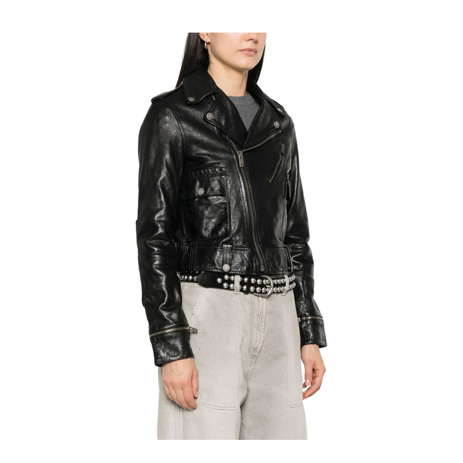 Leather Jacket with Shiny Effect