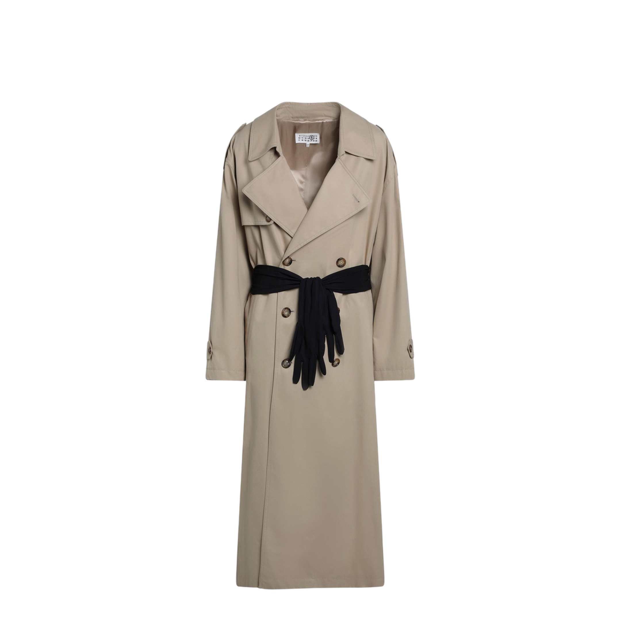 Beige Cotton Trench Coat with Gloves
