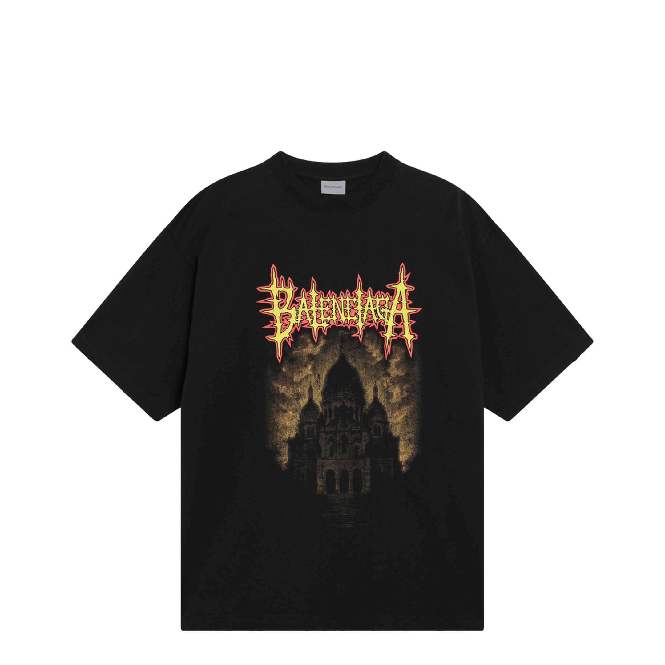 Black Oversized T-Shirt with Logo Print