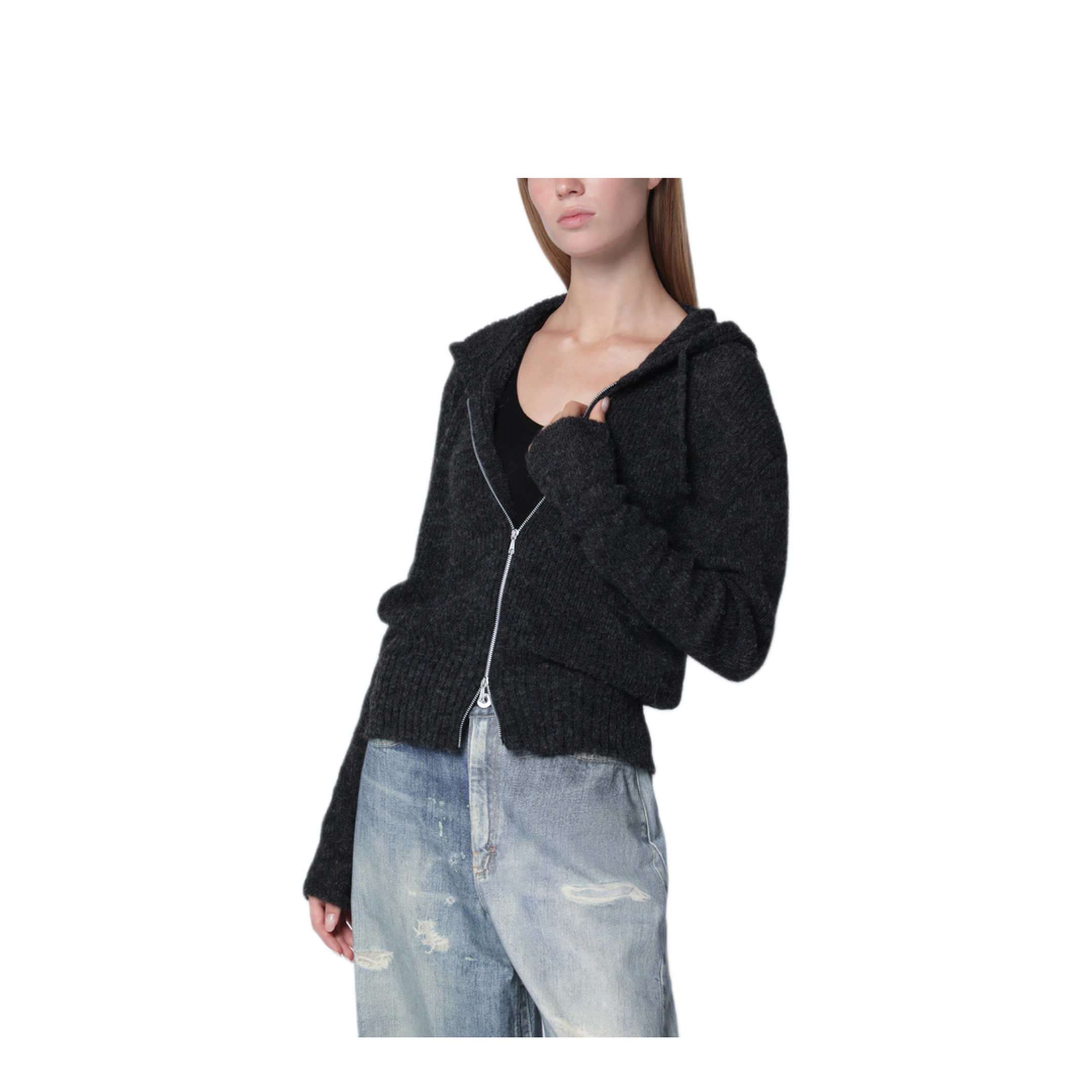 MAYFEYR - Our Legacy - Grey Alpaca Blend Sweatshirt Cardigan - W2263CCMOWOCM