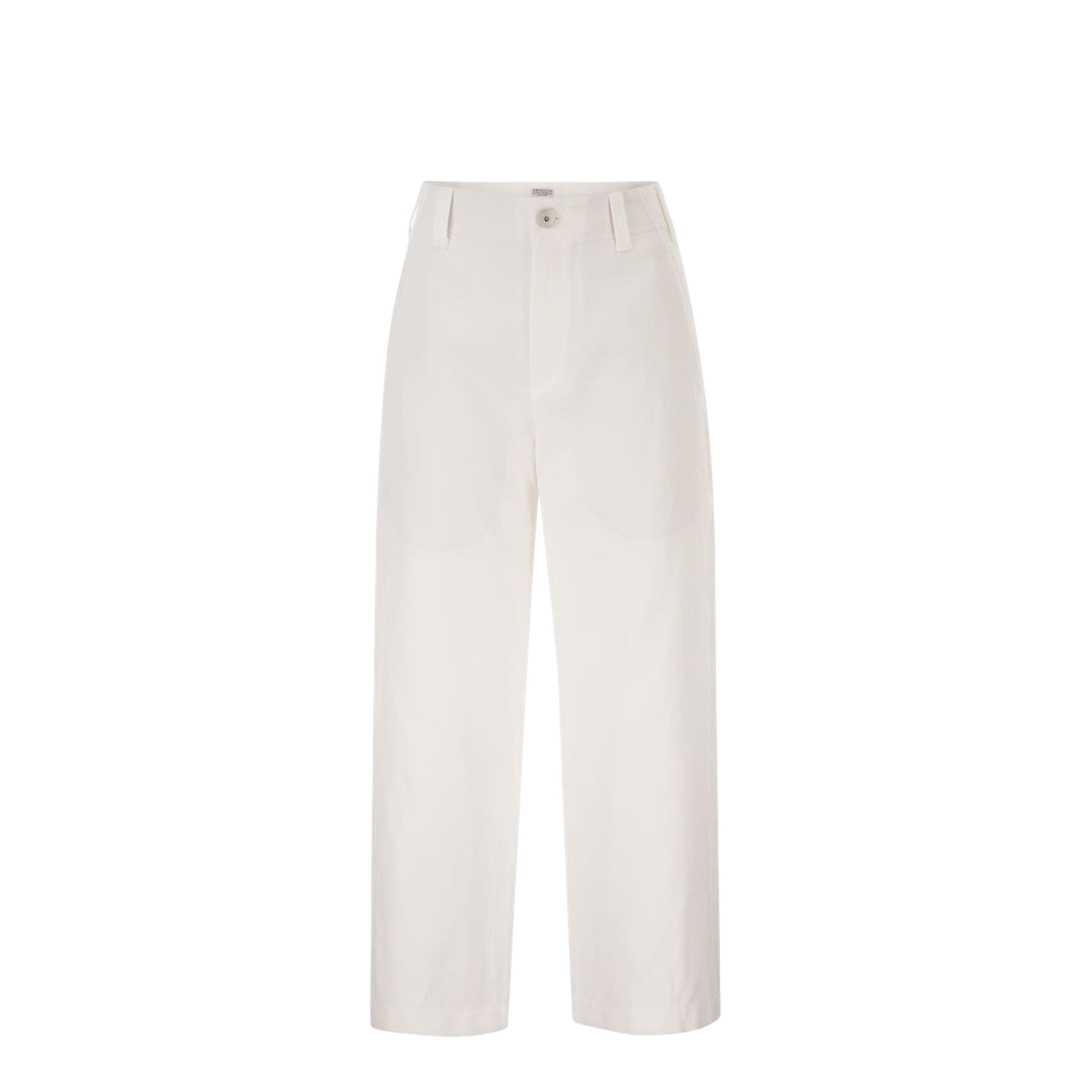 Crop Chino Trousers in Cotton and Linen Gabardine