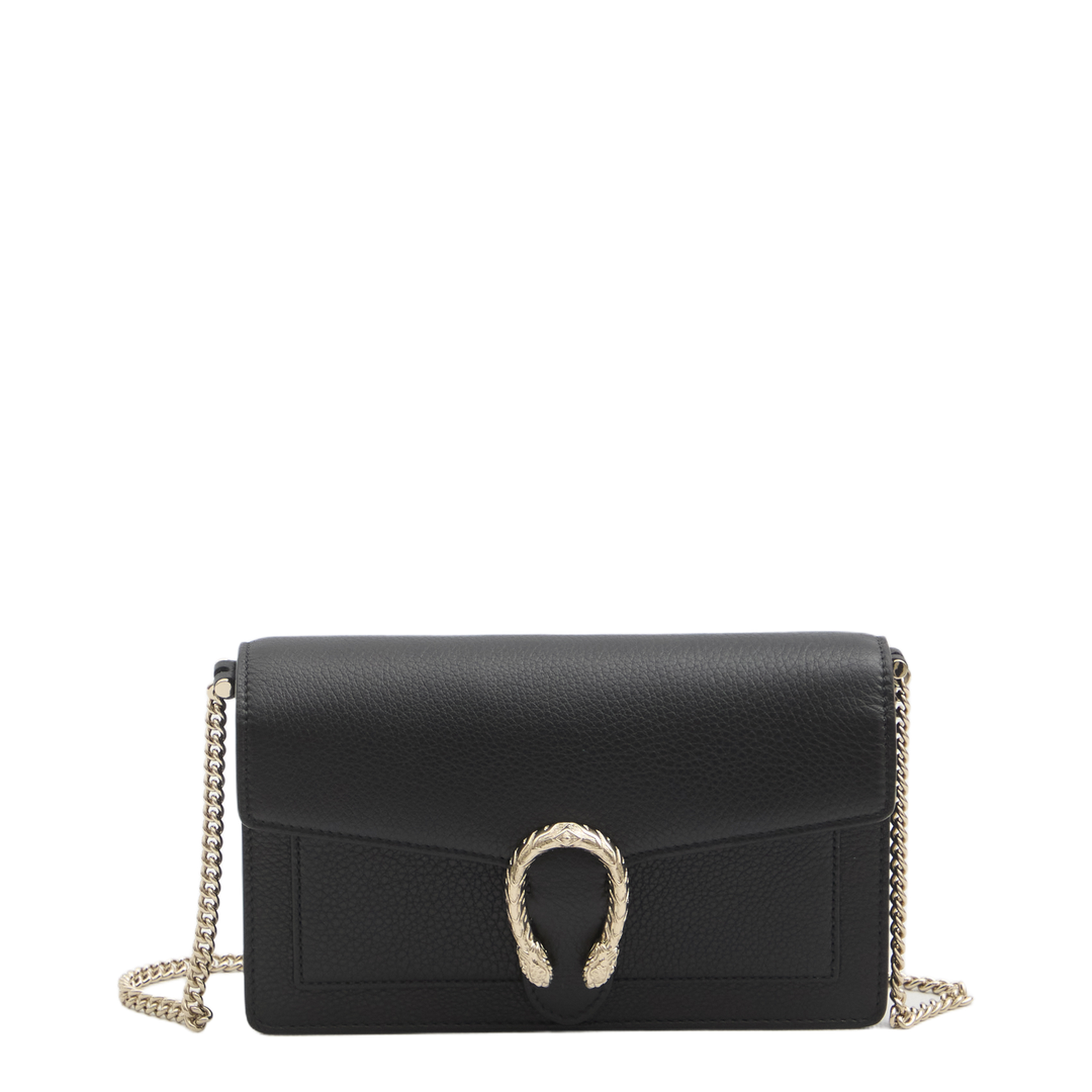 Wallet on chain in black leather
