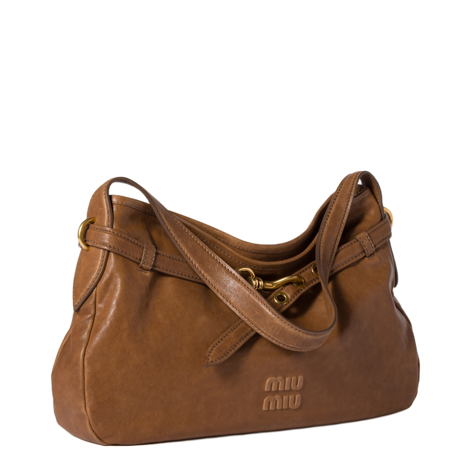 Brown Nappa Leather Aventure Shoulder Bag