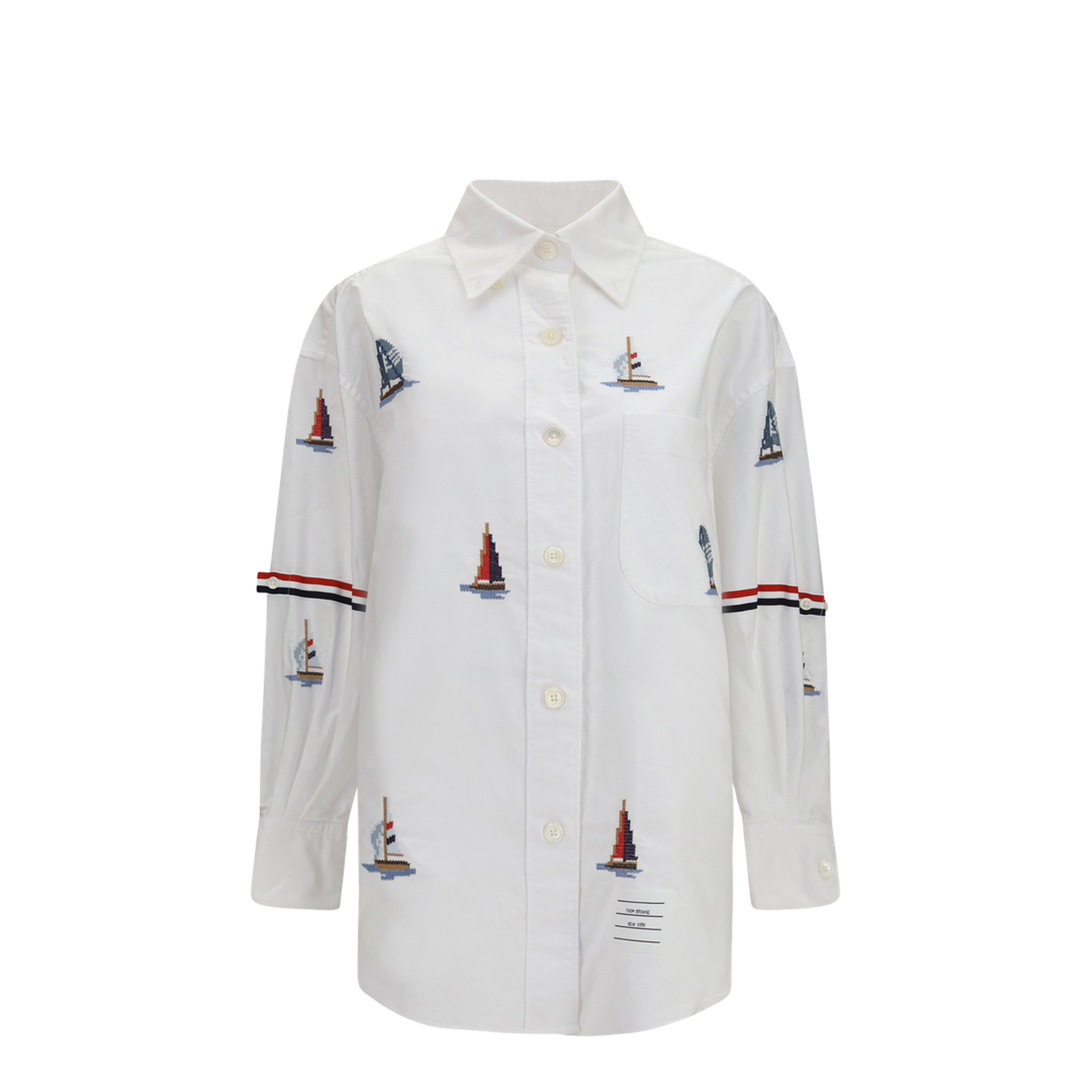 MAYFEYR - Thom Browne - Oversized Sailboat-Embroidered Shirt - FLL079EE1666