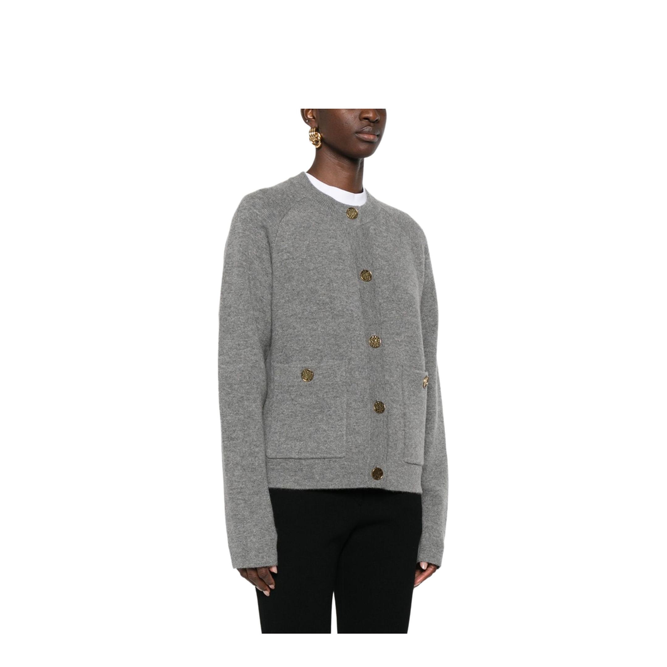 Grey Wool and Cashmere-Blend Cardigan