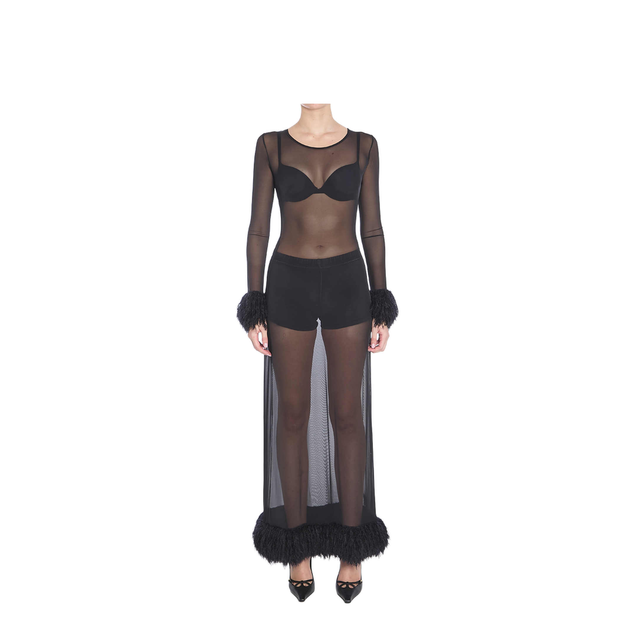 Mesh Jersey Long Dress