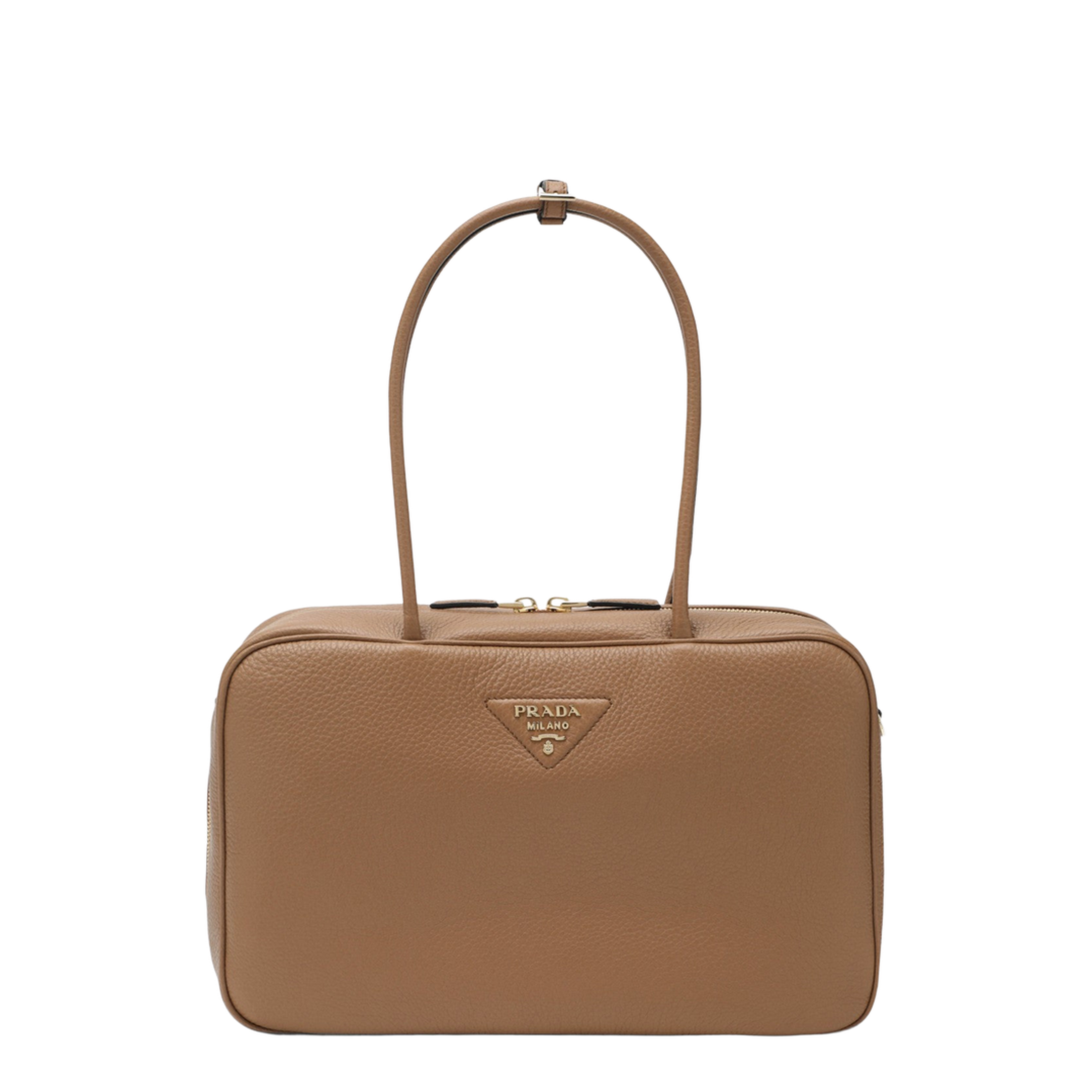 Large Calf Leather Duffle Bag - Caramel