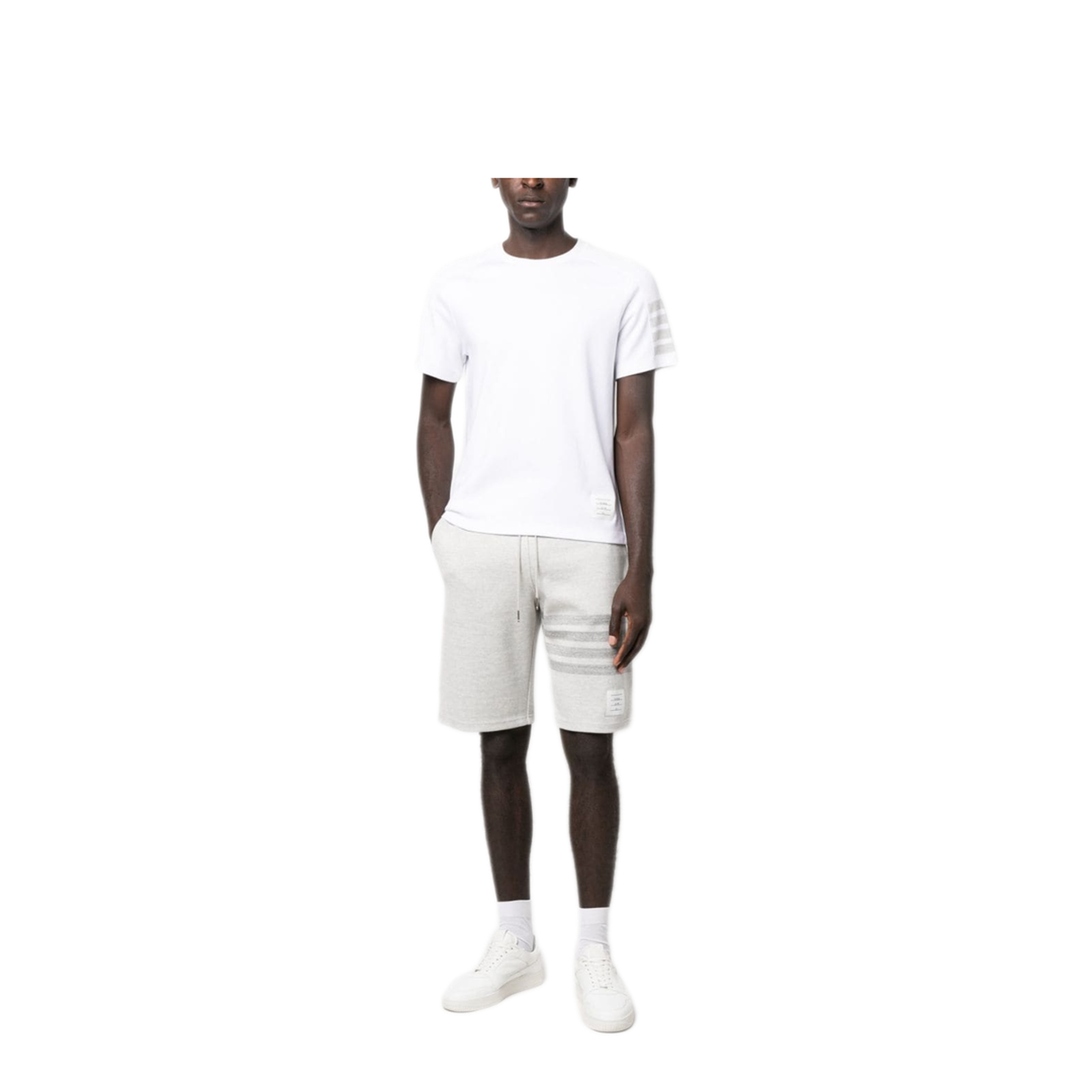 MAYFEYR - Thom Browne - Short Sleeve Tee With 4 Bar Stripe In Milano Cotton - MJS246A07323100