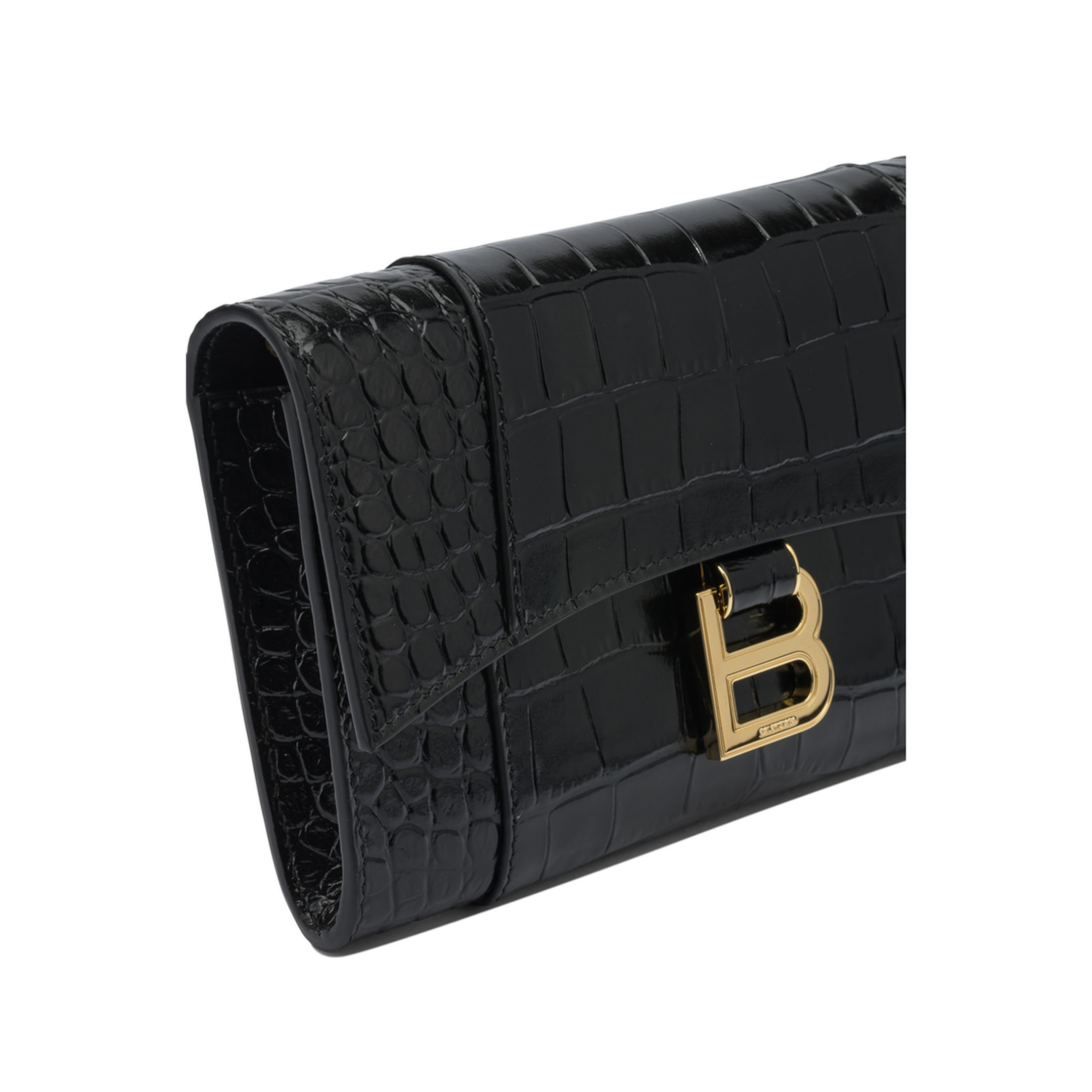 Hourglass Wallet on Chain Calf Leather - Black