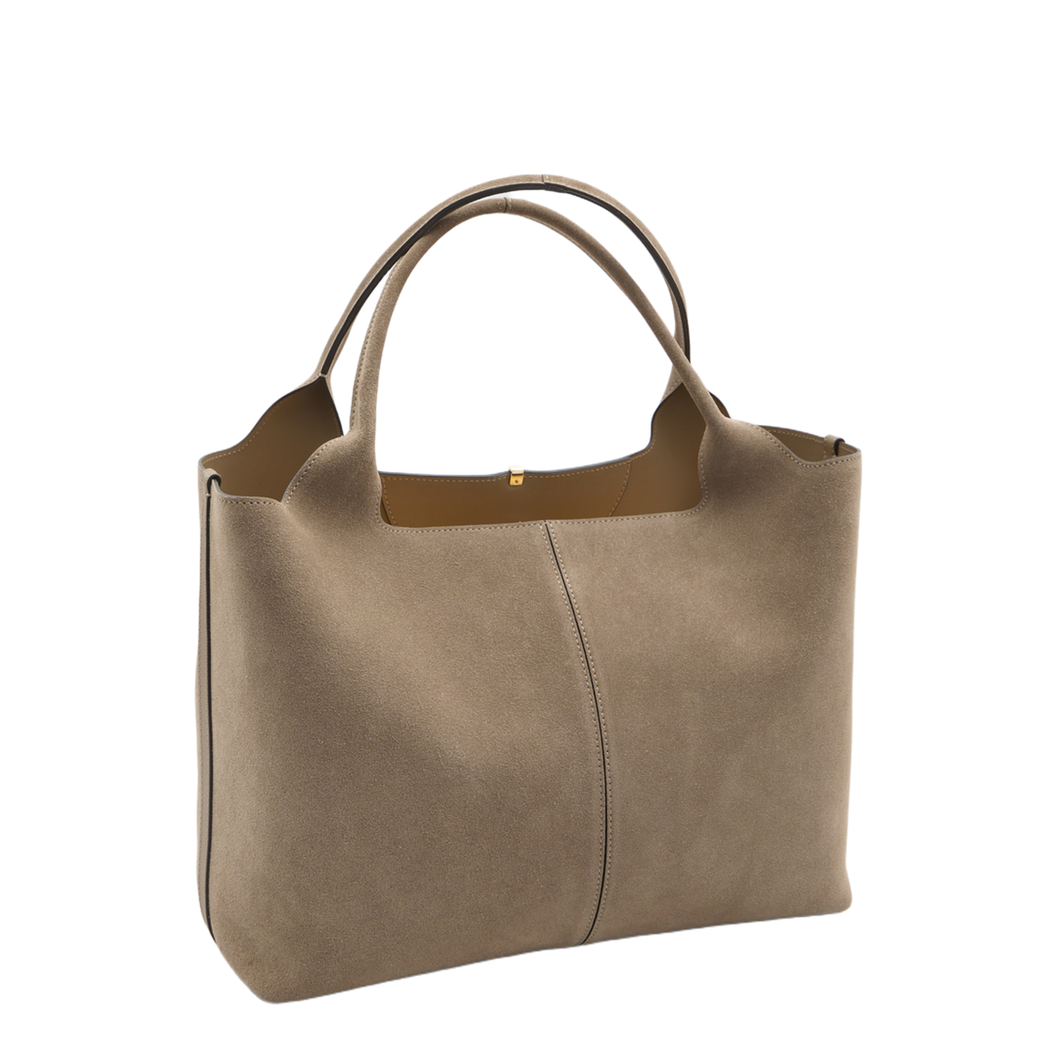 Medium Small Suede Shopping Bag - Beige