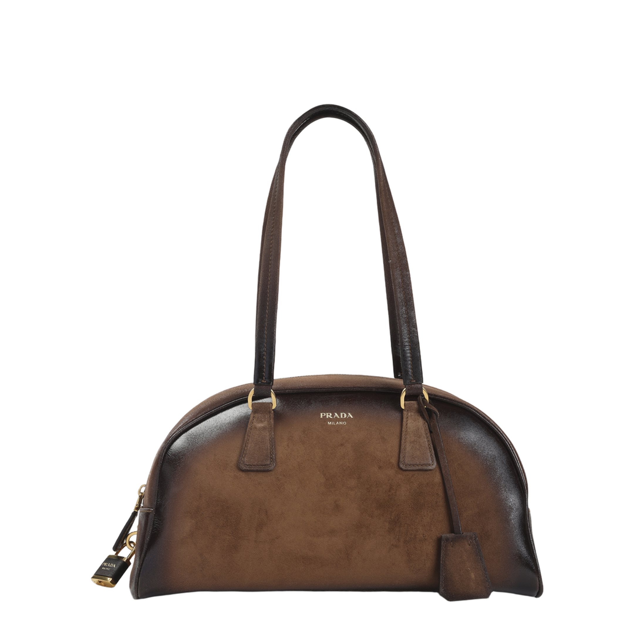 Bowling Medium Suede Bag Brown