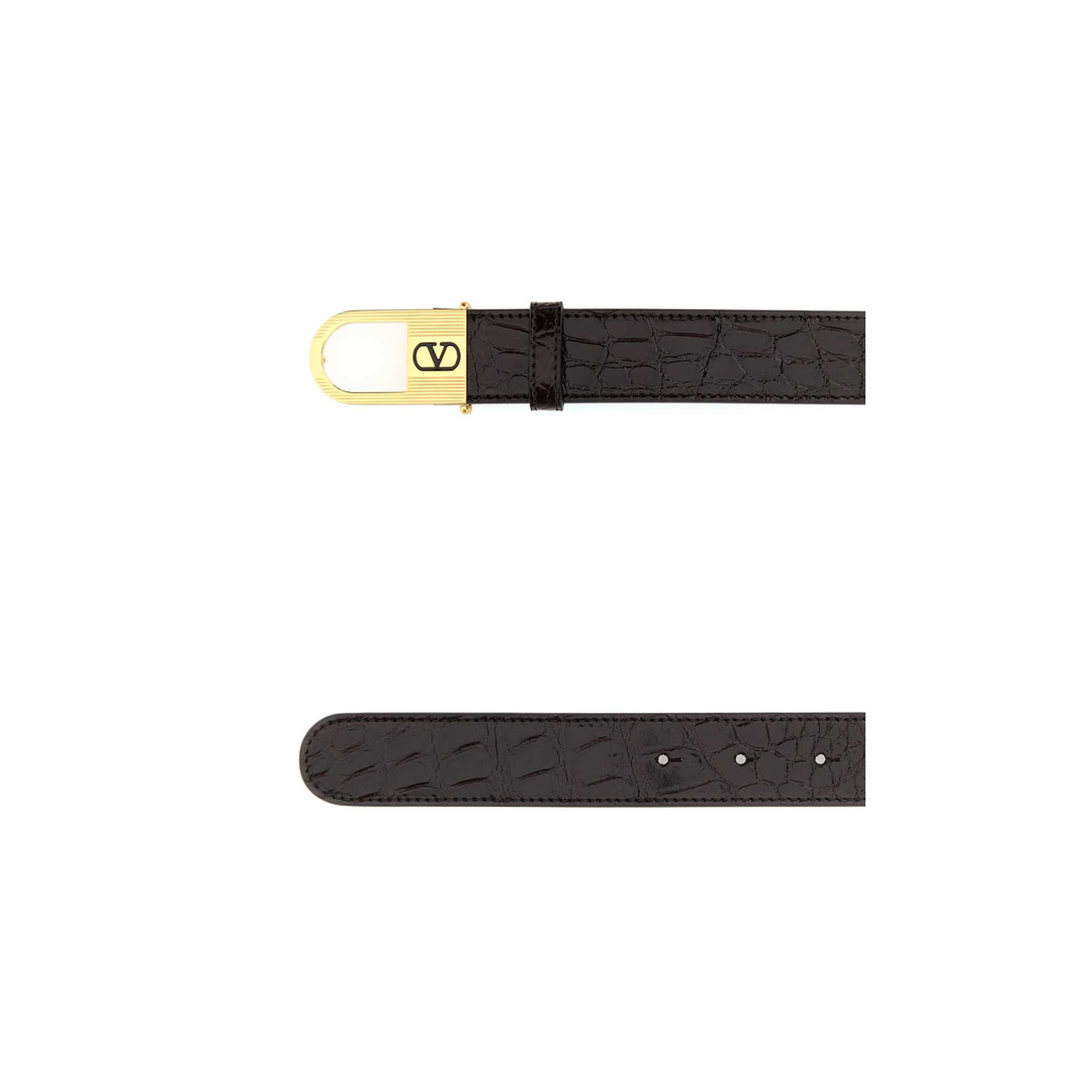 Dark Brown Leather VLogo Signature Belt