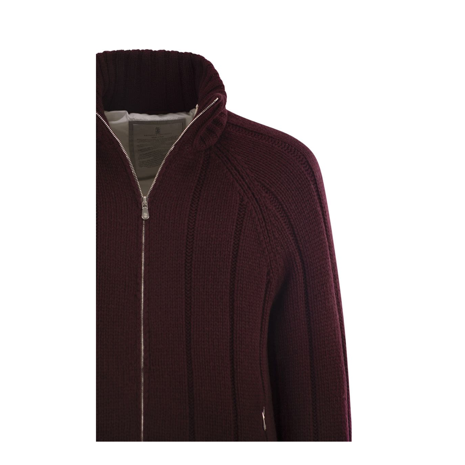 Cashmere Knit Down Jacket with Zip