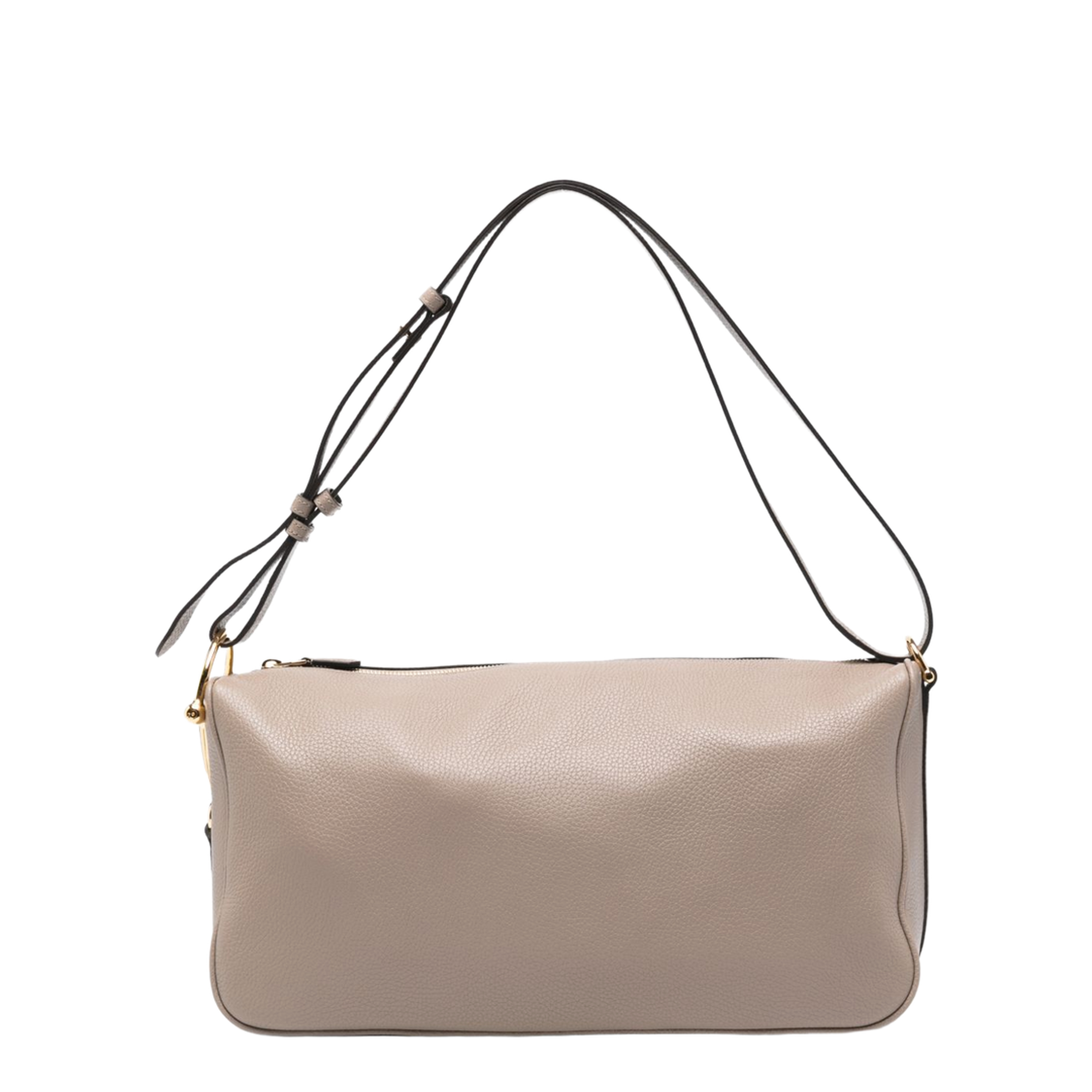 Half Horsebit Large Soft Grain Shoulder Bag - Taupe