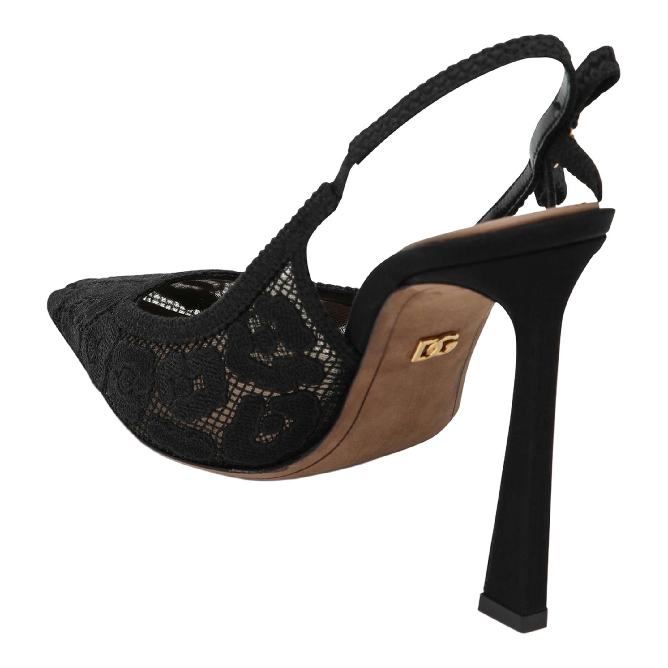 Black Lace Sling Sandals