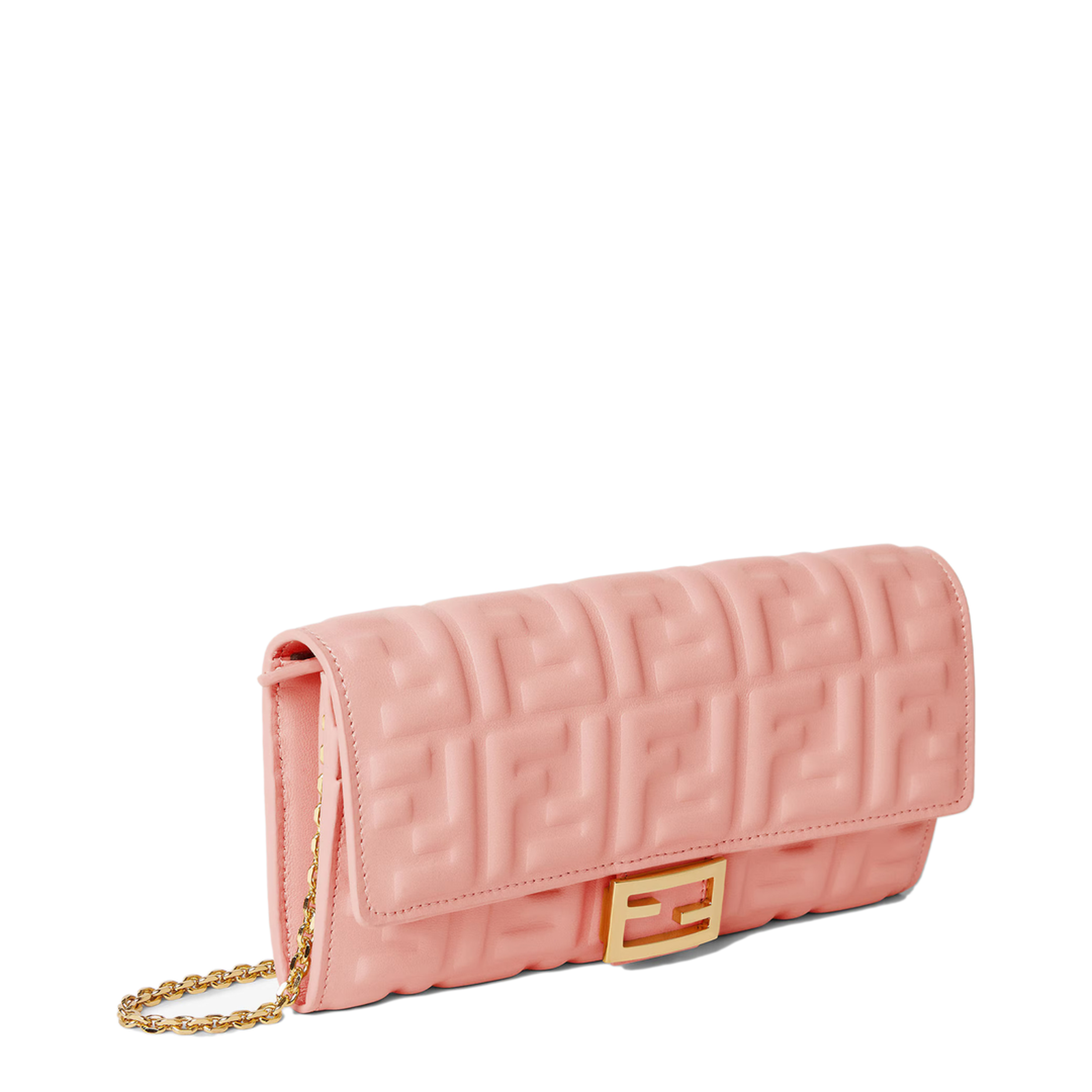 Continental Wallet with Chain in Pink Leather