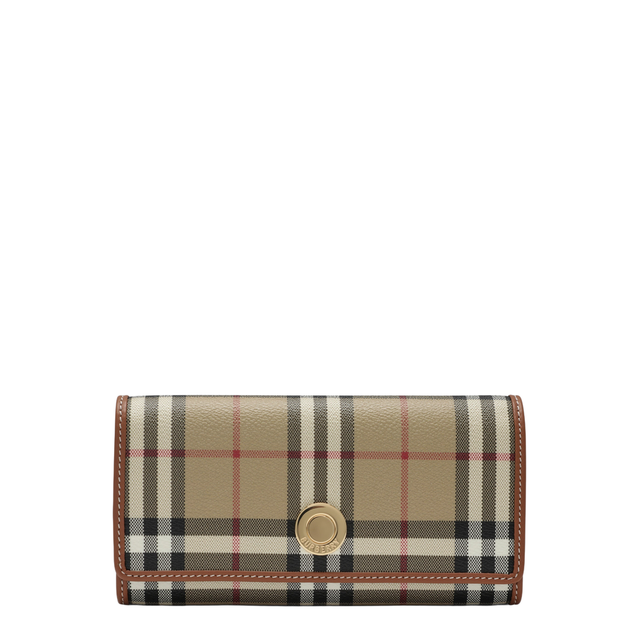 Check Continental Wallet In Coated Cotton Blend Beige
