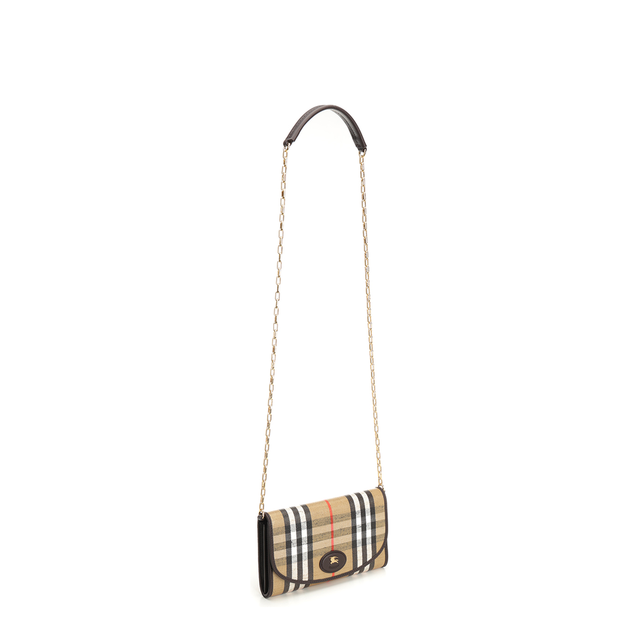 Waxed Canvas Shoulder Bag with Check Motif