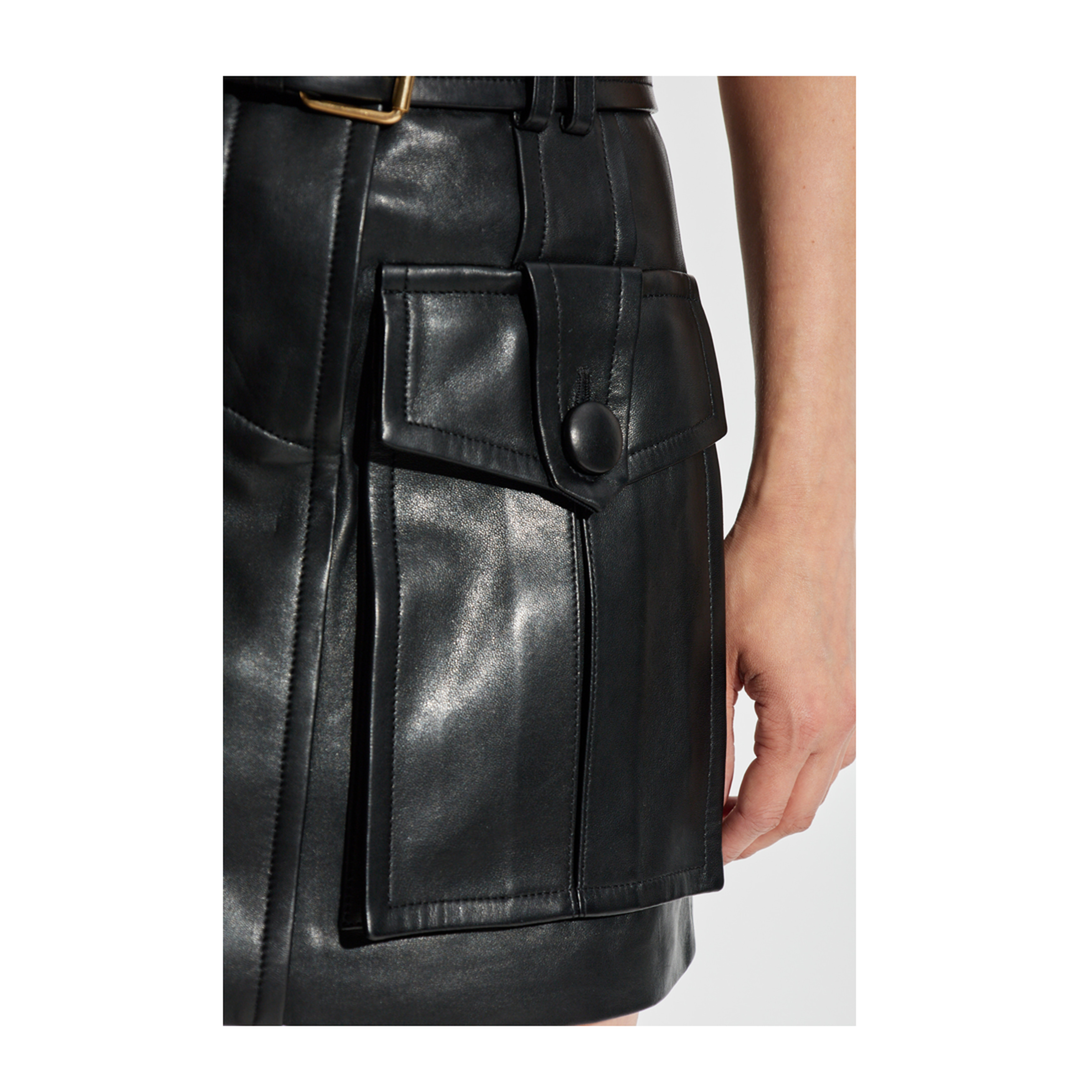 Short Lambskin Skirt Black