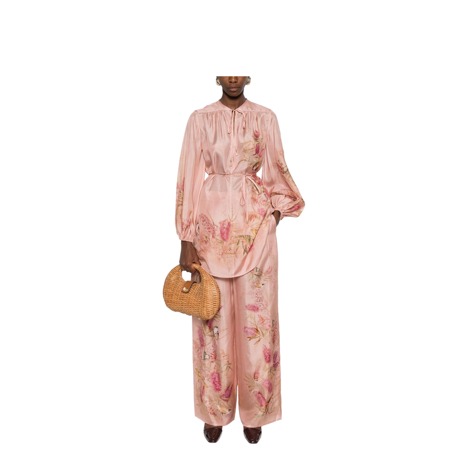 Cascadian Printed Silk Top in Pink