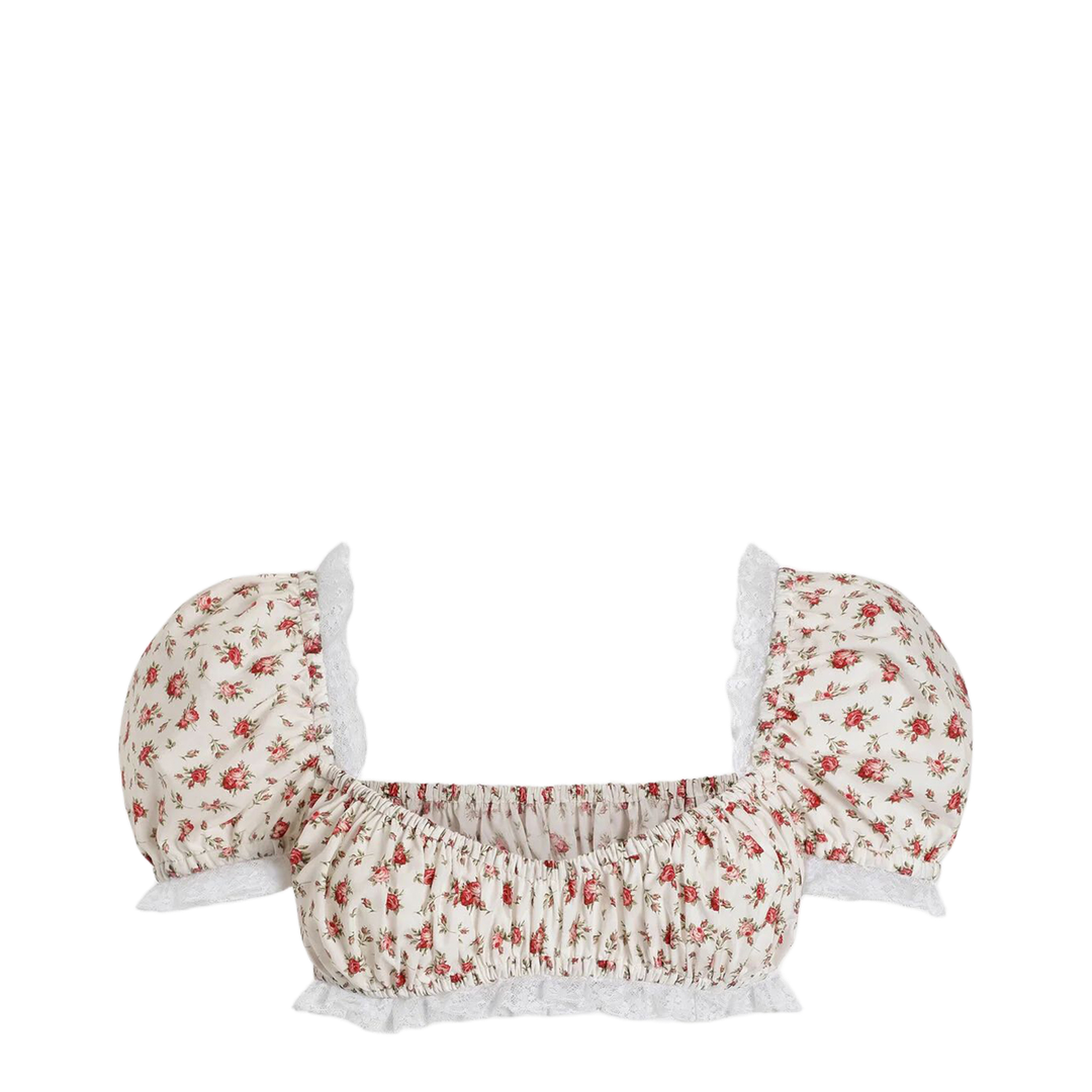 Small Rose-Print Poplin Top in Multicolor