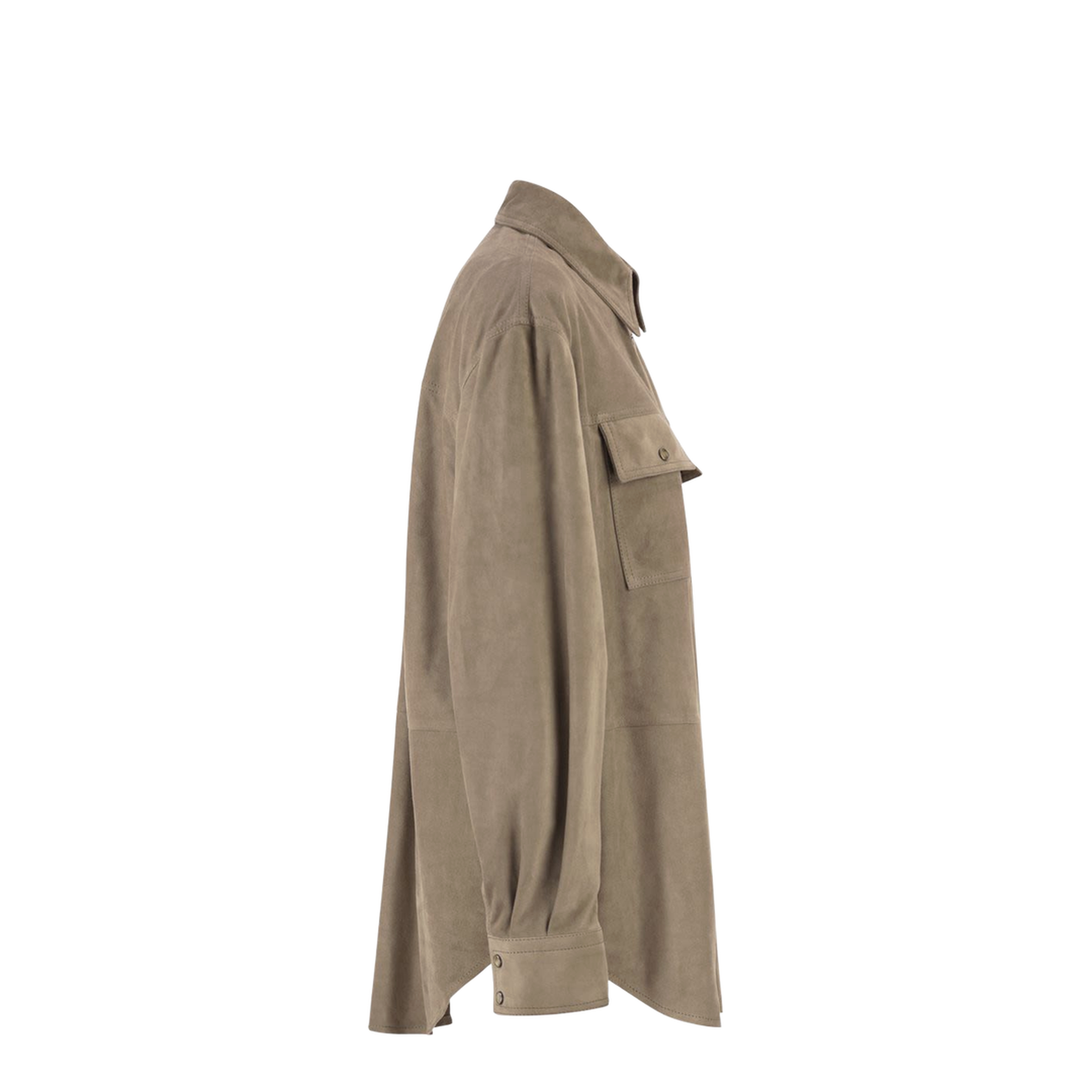 Suede Overshirt with Patch Pockets
