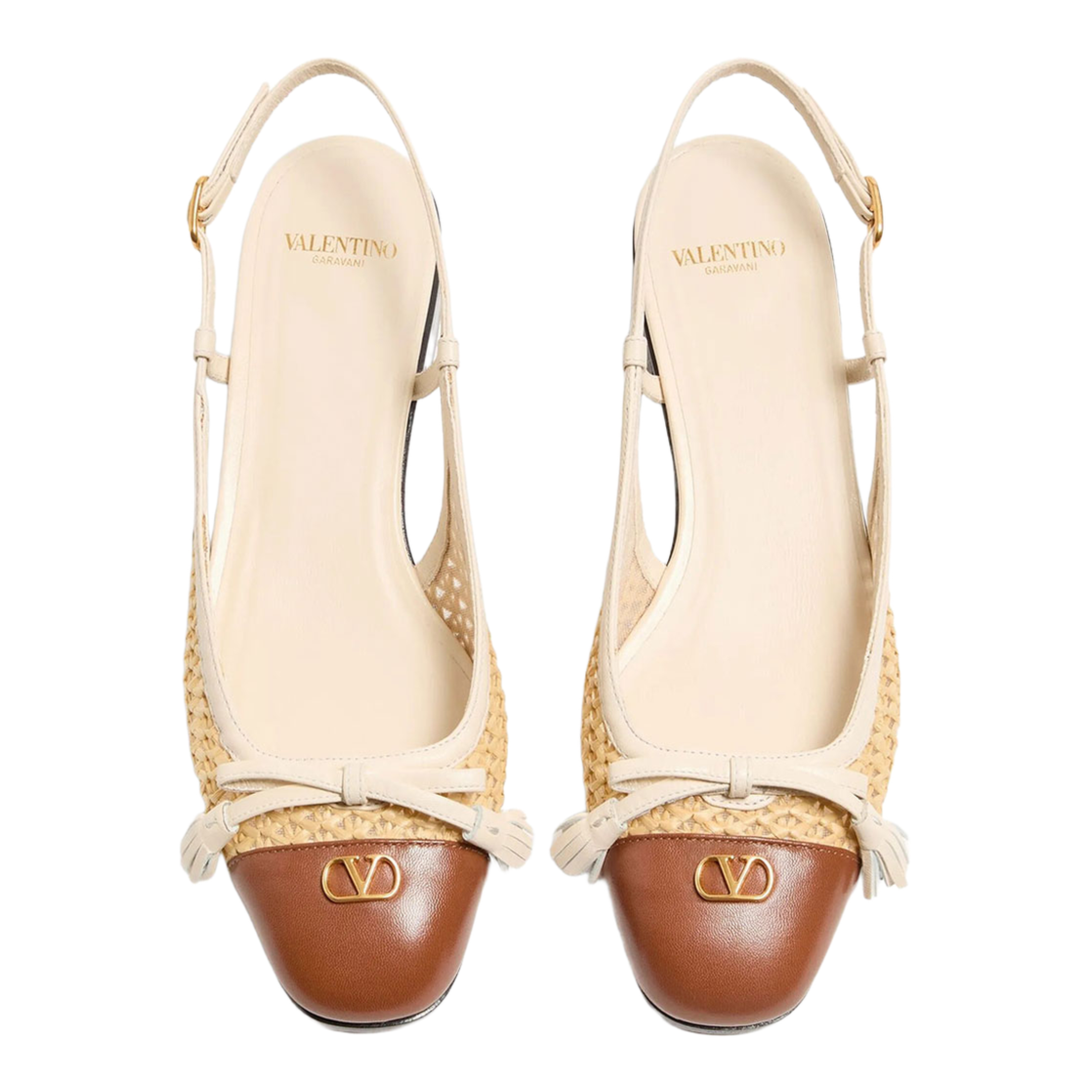 MAYFEYR - Valentino - Leather And Raffia Slingback Ballerinas - WS0MH0GXR