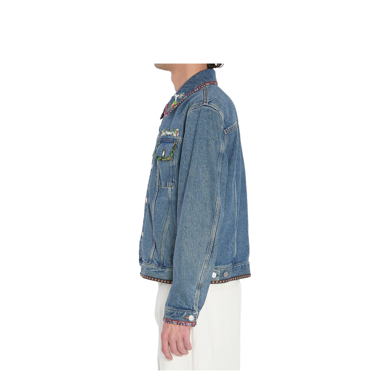 Bead-Embroidered Denim Jacket
