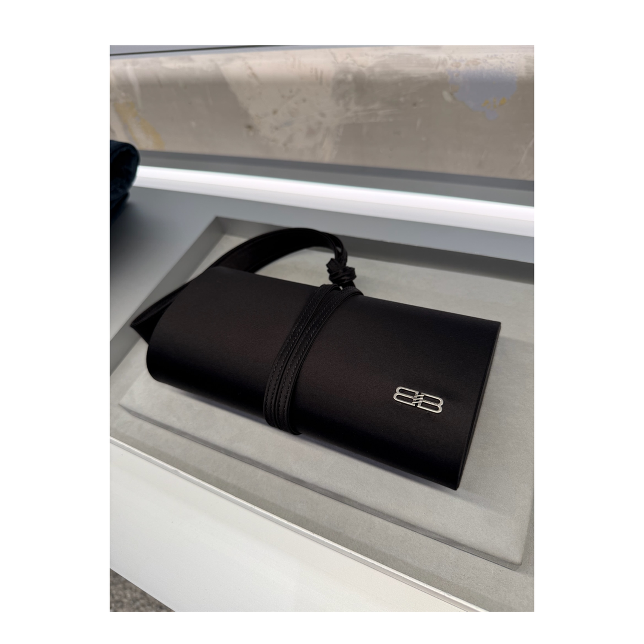 Satin Black Top Handle Bag