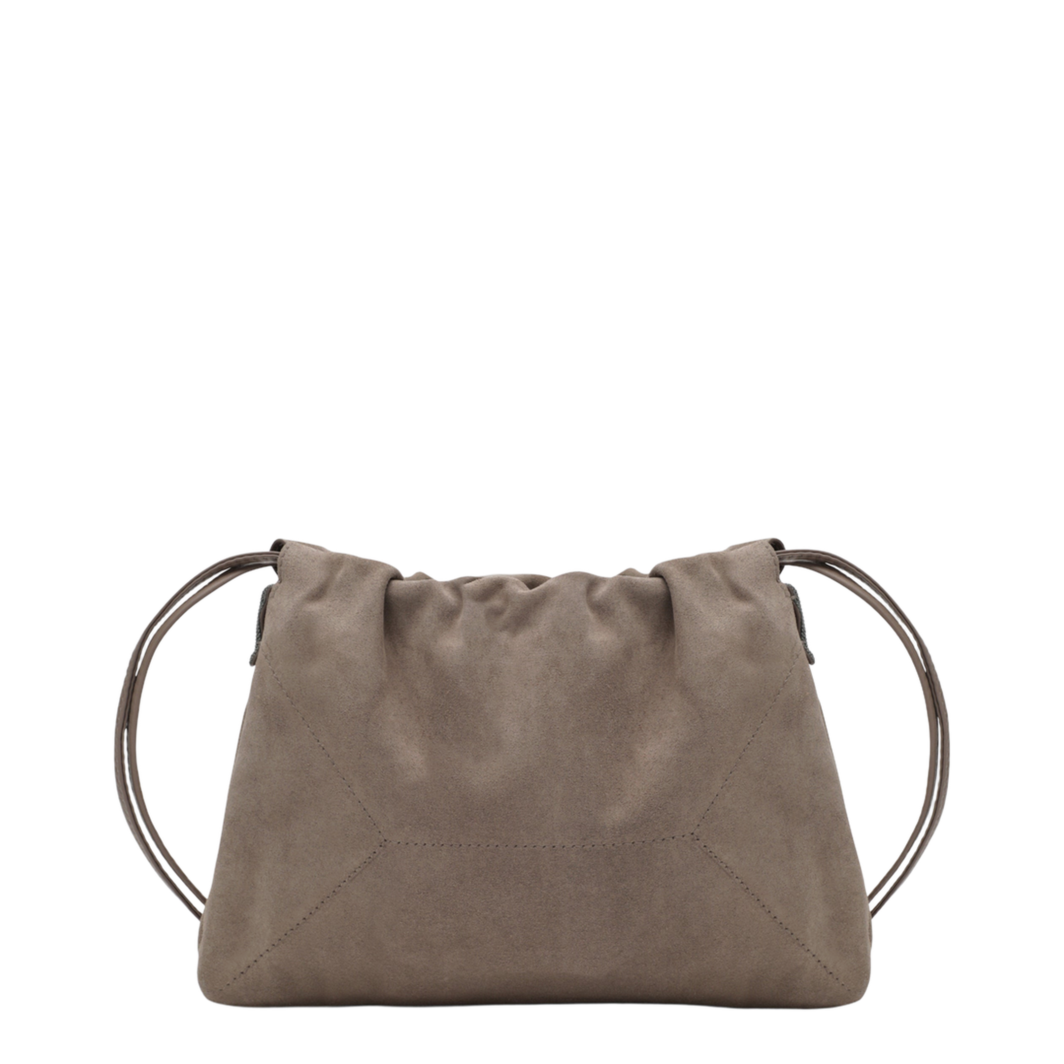 Duo Pouch Brown Suede Bag with Monile Detail
