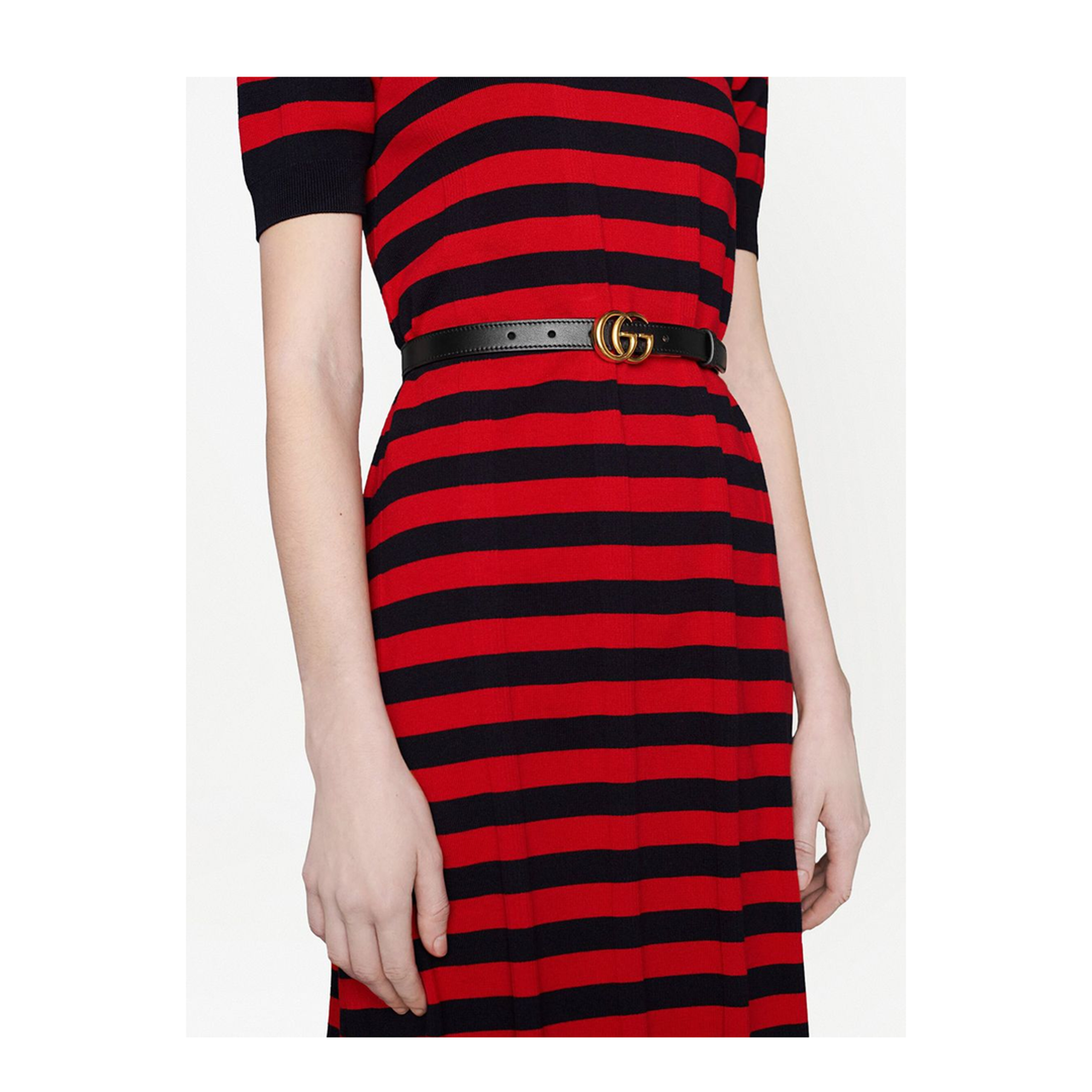 Reversible Thin Belt in White Leather