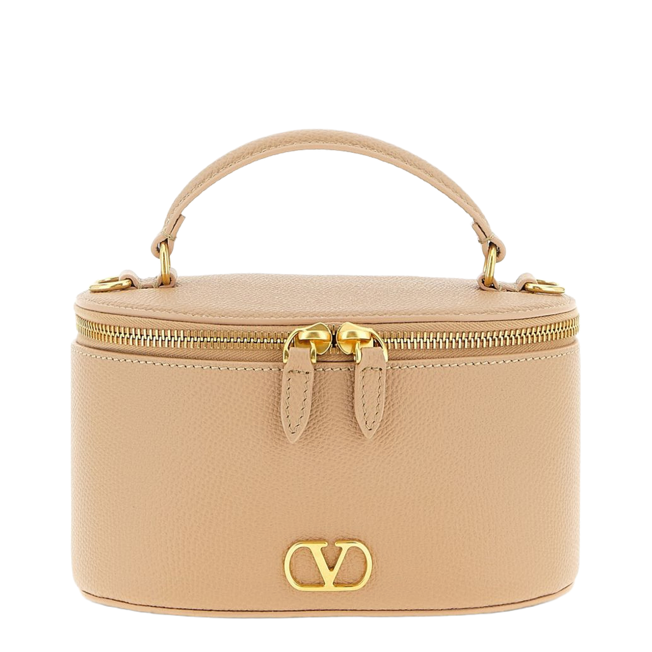 VLogo Signature Mini Grainy Calfskin Vanity Bag - Light Ivory