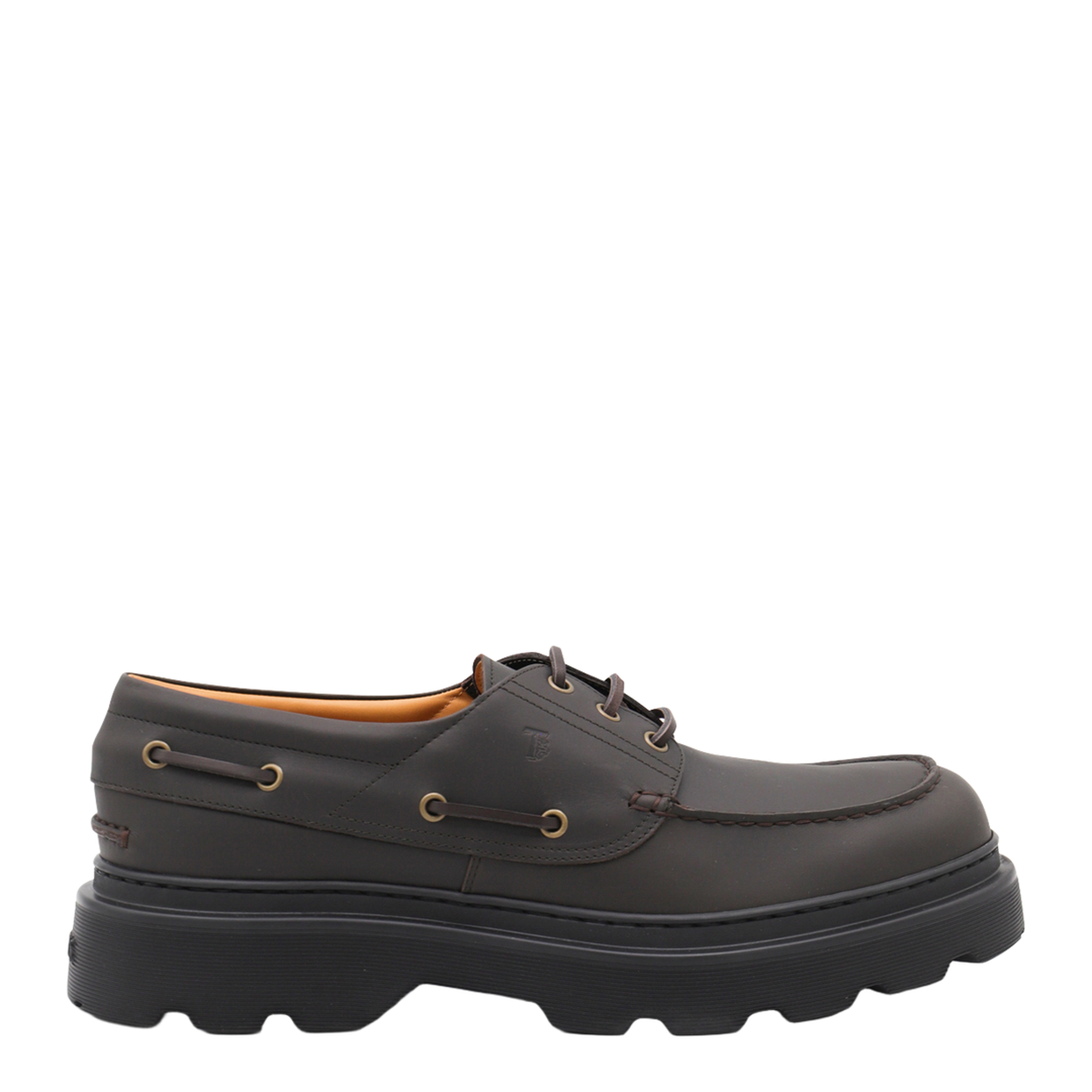 Coffee Brown Front Button Fastening Moc Stitching