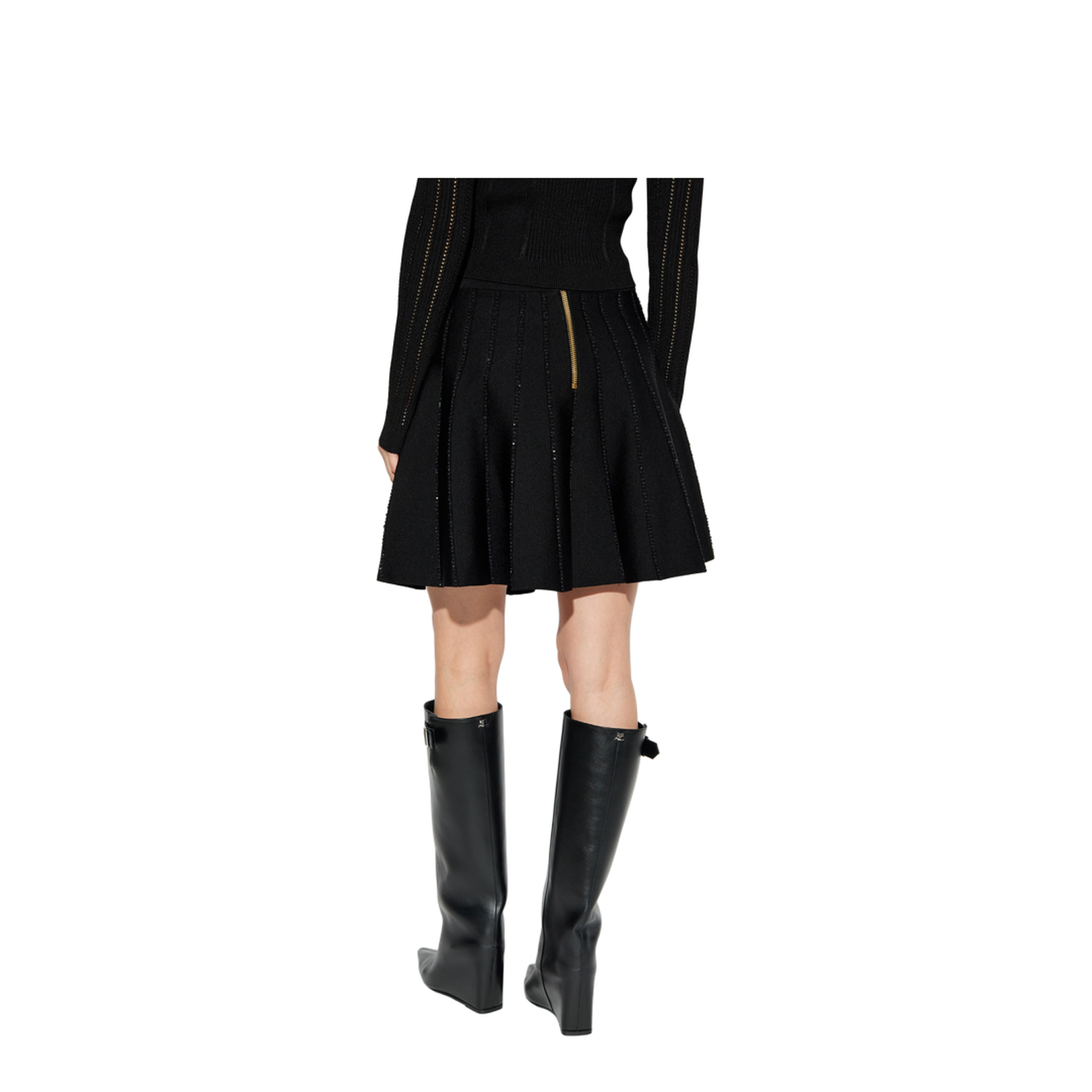 Flared Knit Skirt with Sparkly Stripes