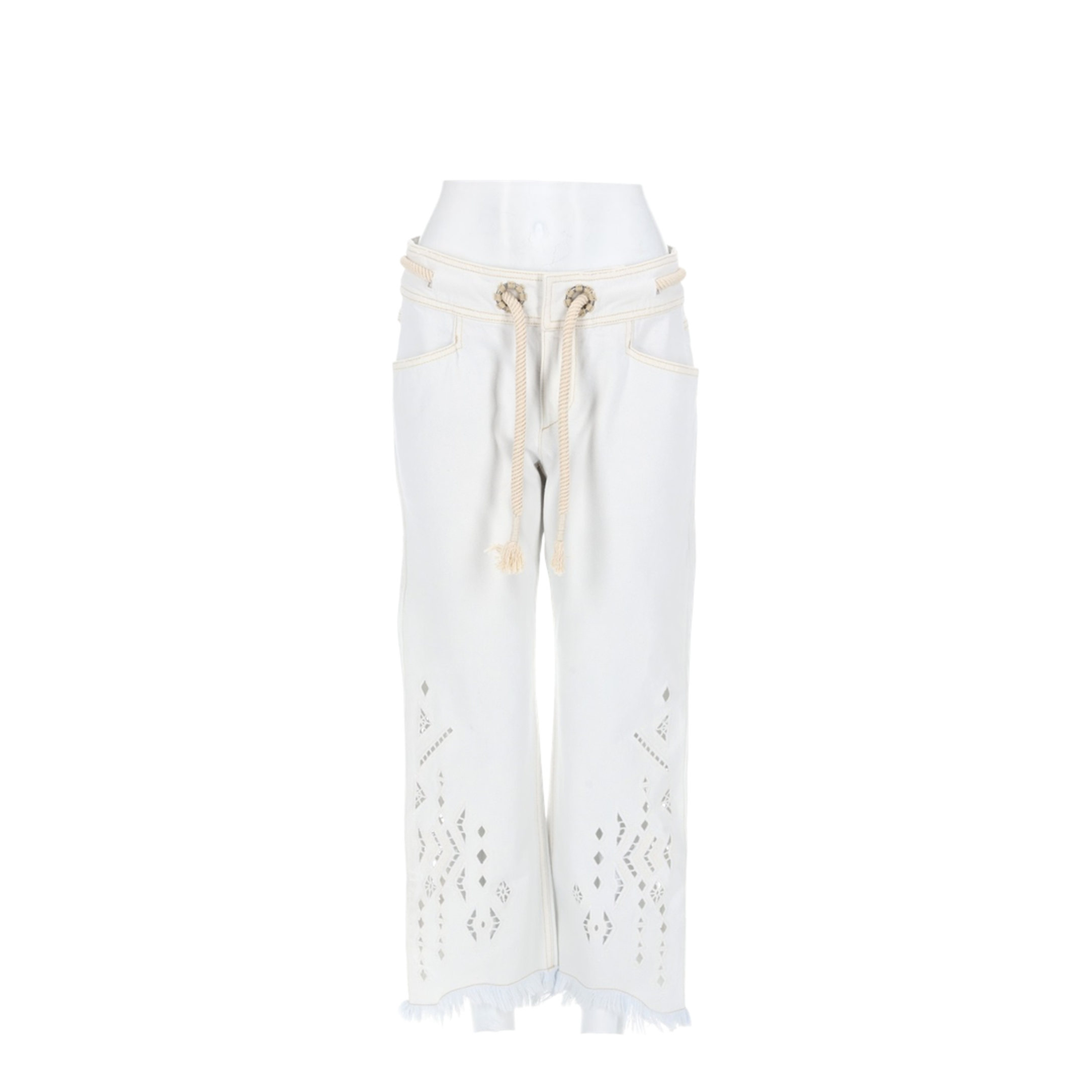 Alison Kick Flare Cropped Jeans In White Cotton
