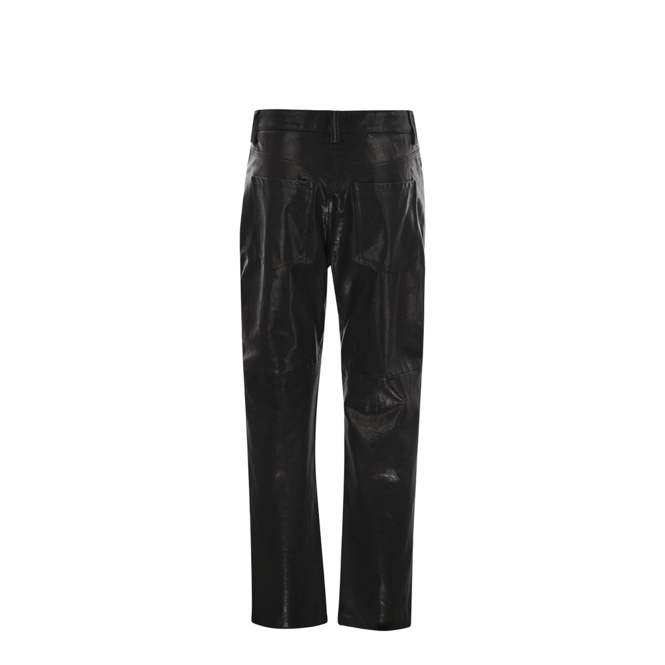 Wide Five-Pocket Trousers in Smooth Nappa Leather