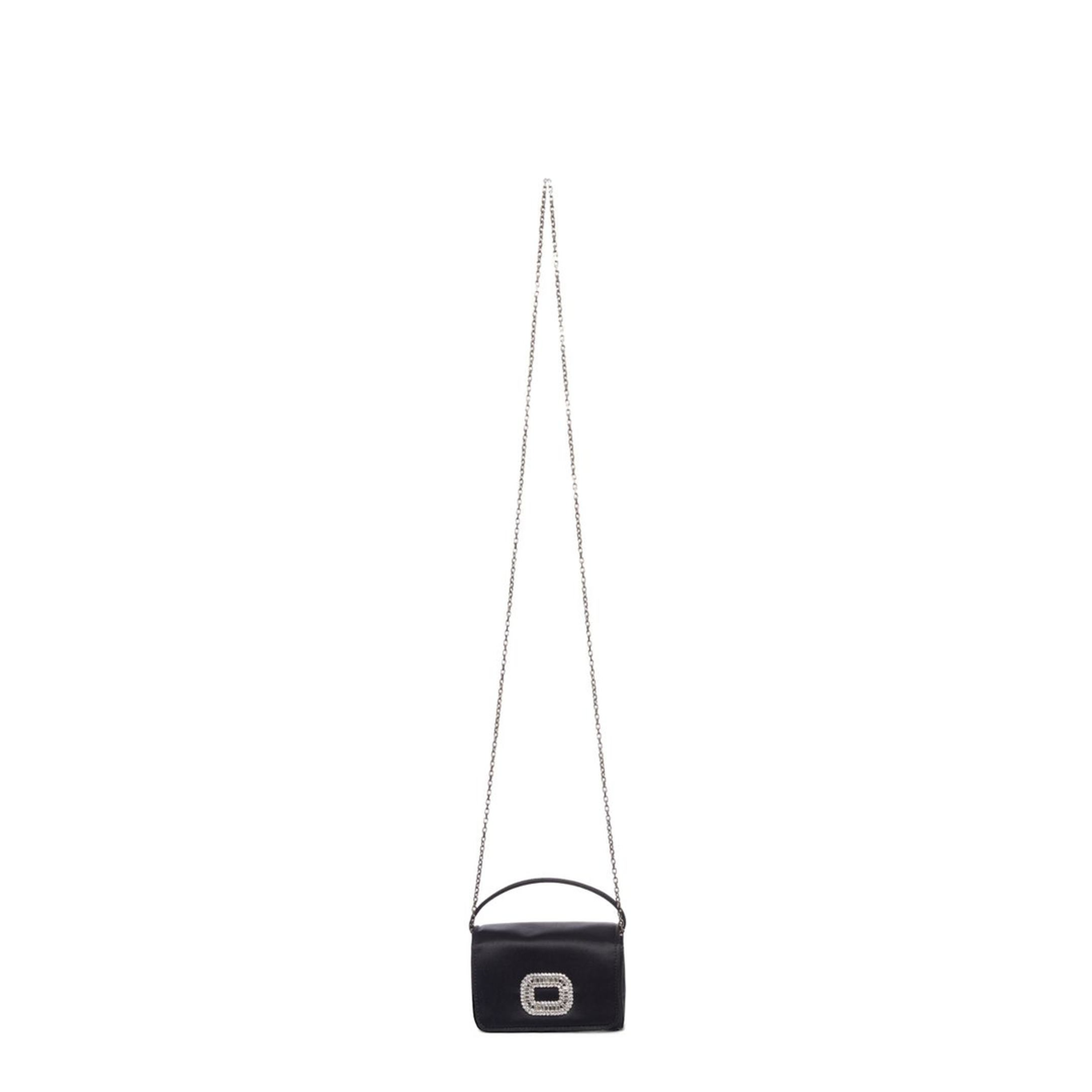 Chain Satin Shoulder Bag - Black