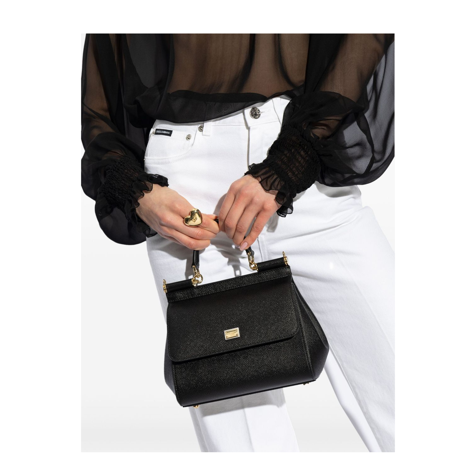 Medium Sicily Handbag in Black