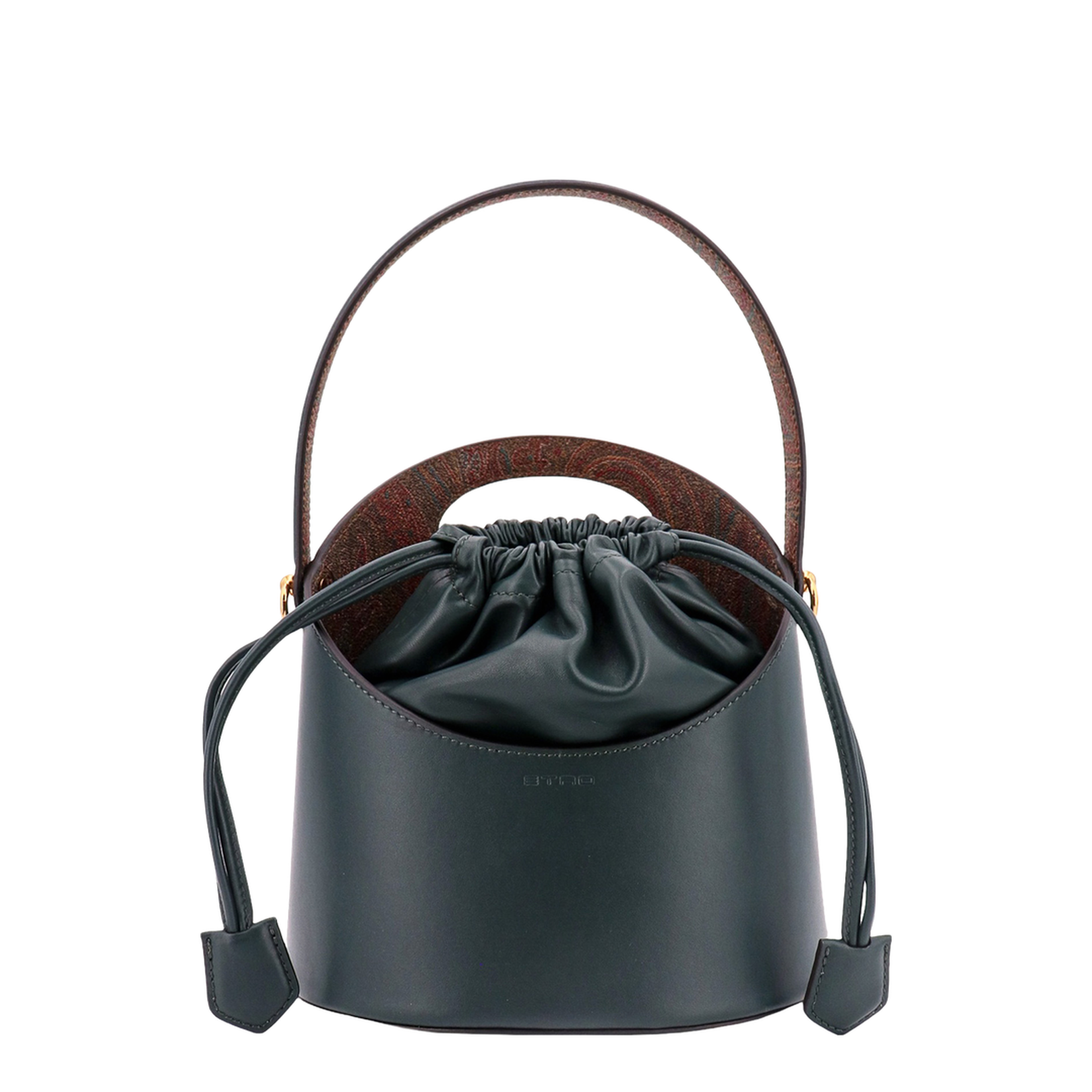 Elegant Green Leather Bucket Bag