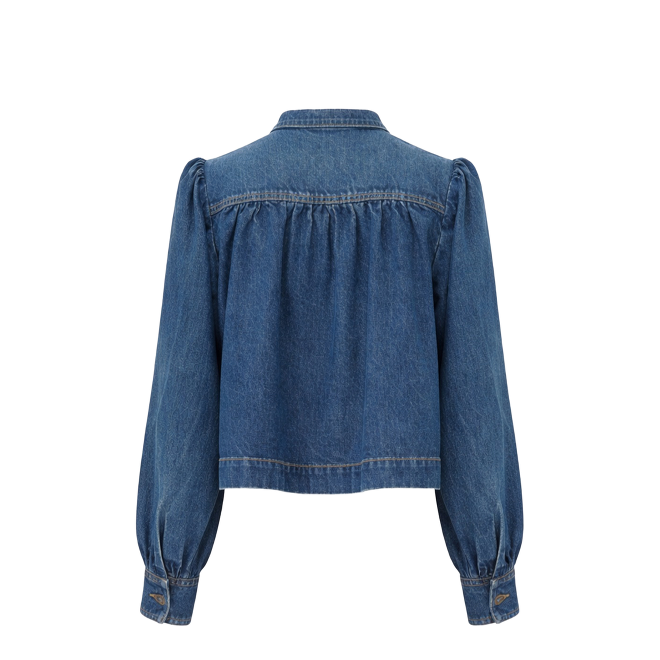 Denim High Neck Gathered Jacket