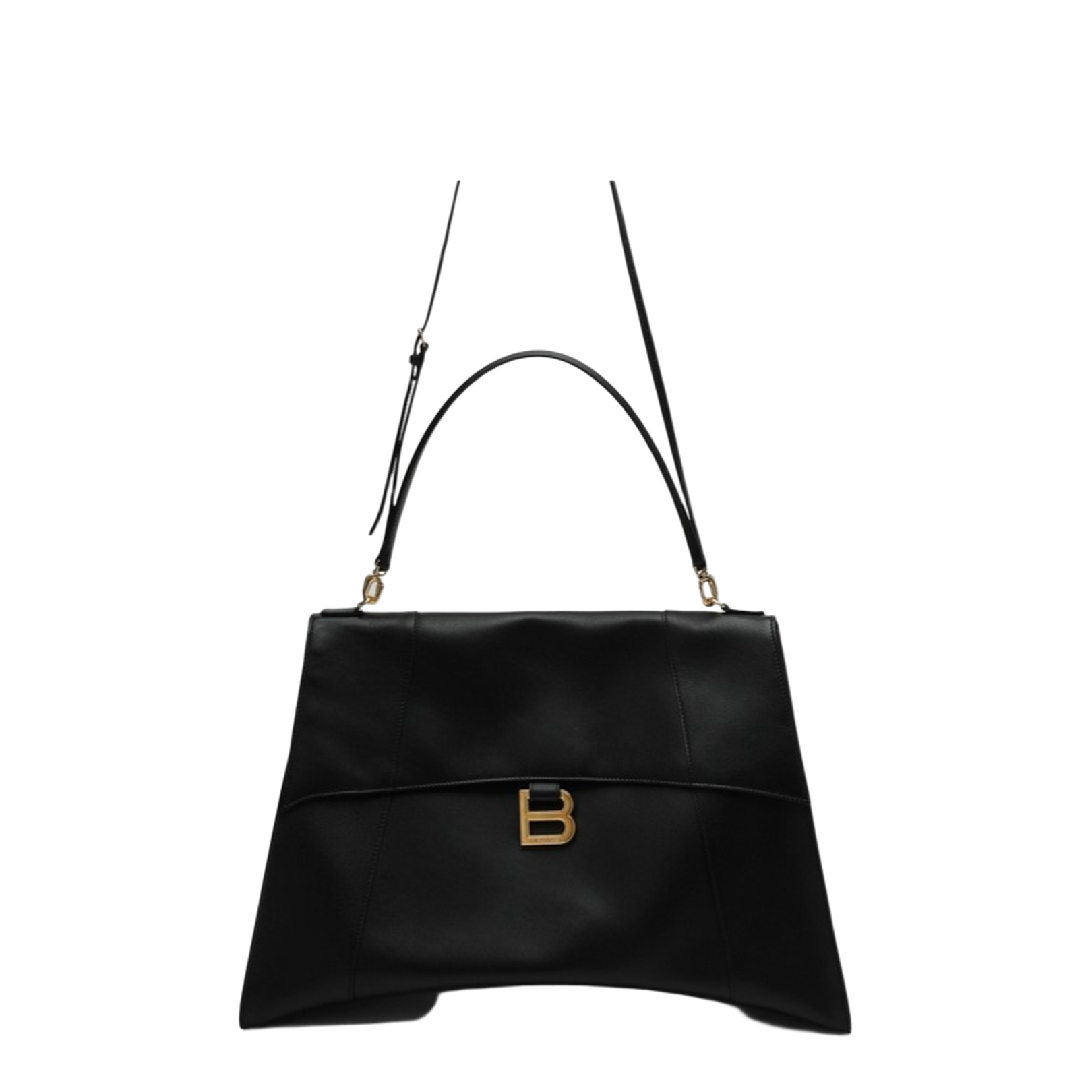 Curved Base Bag with Detachable Leather Handle