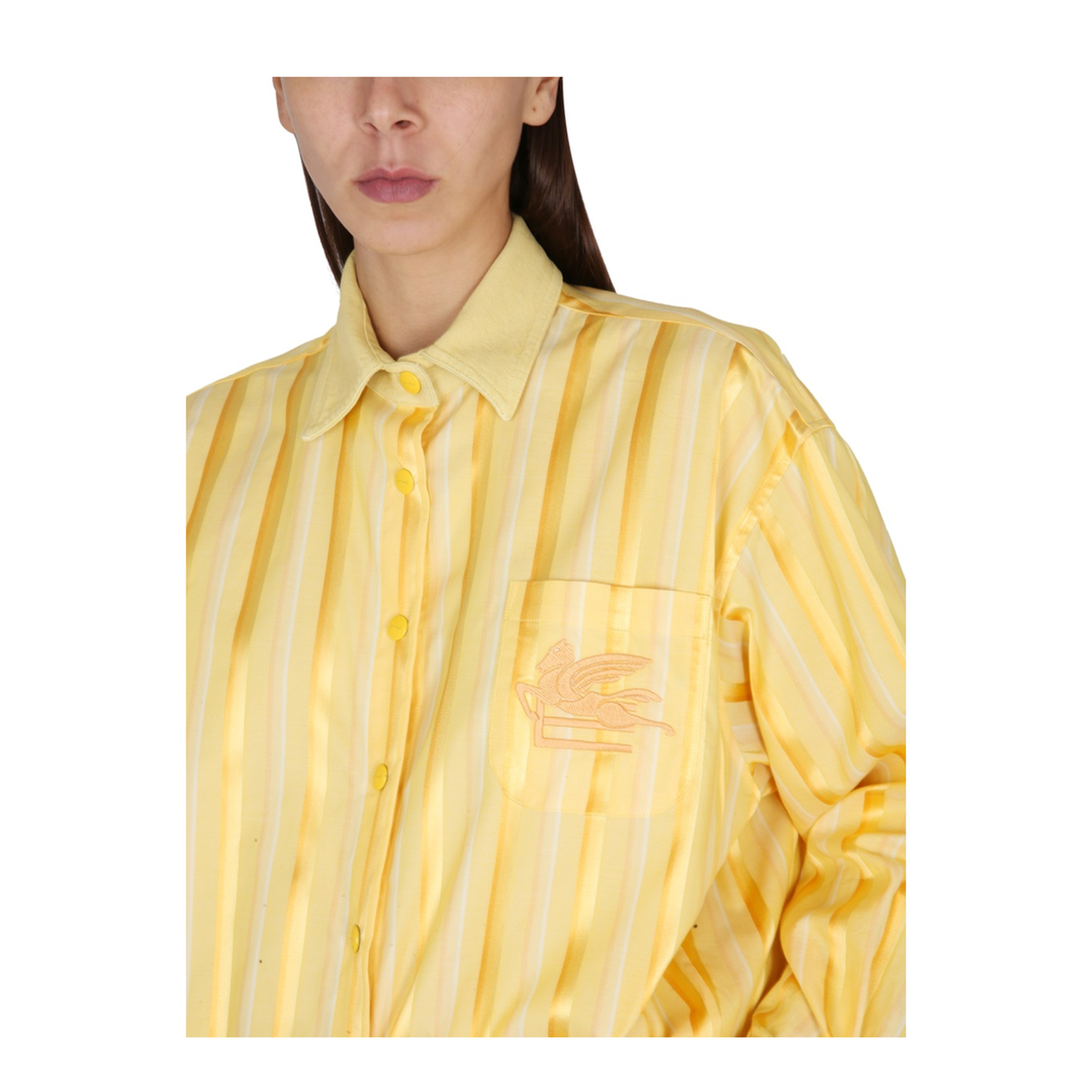 Striped Shirt Dress - Yellow