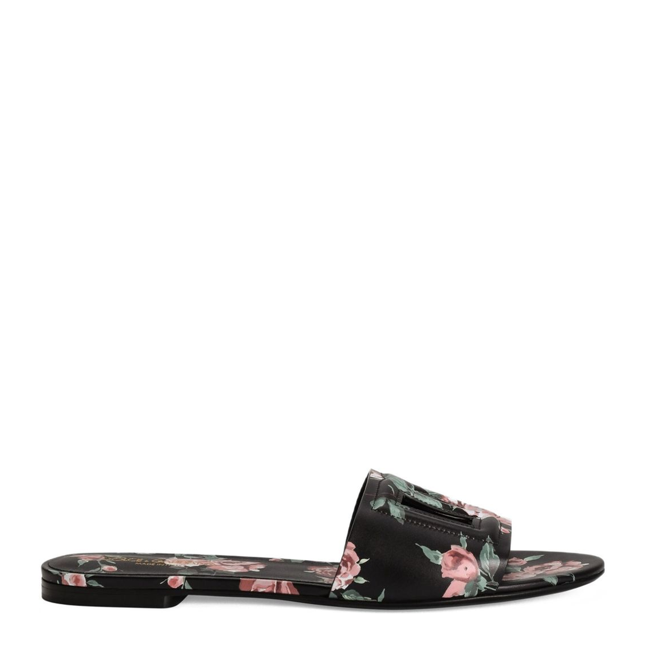 Black Slide Sandals with Cut Out Logo