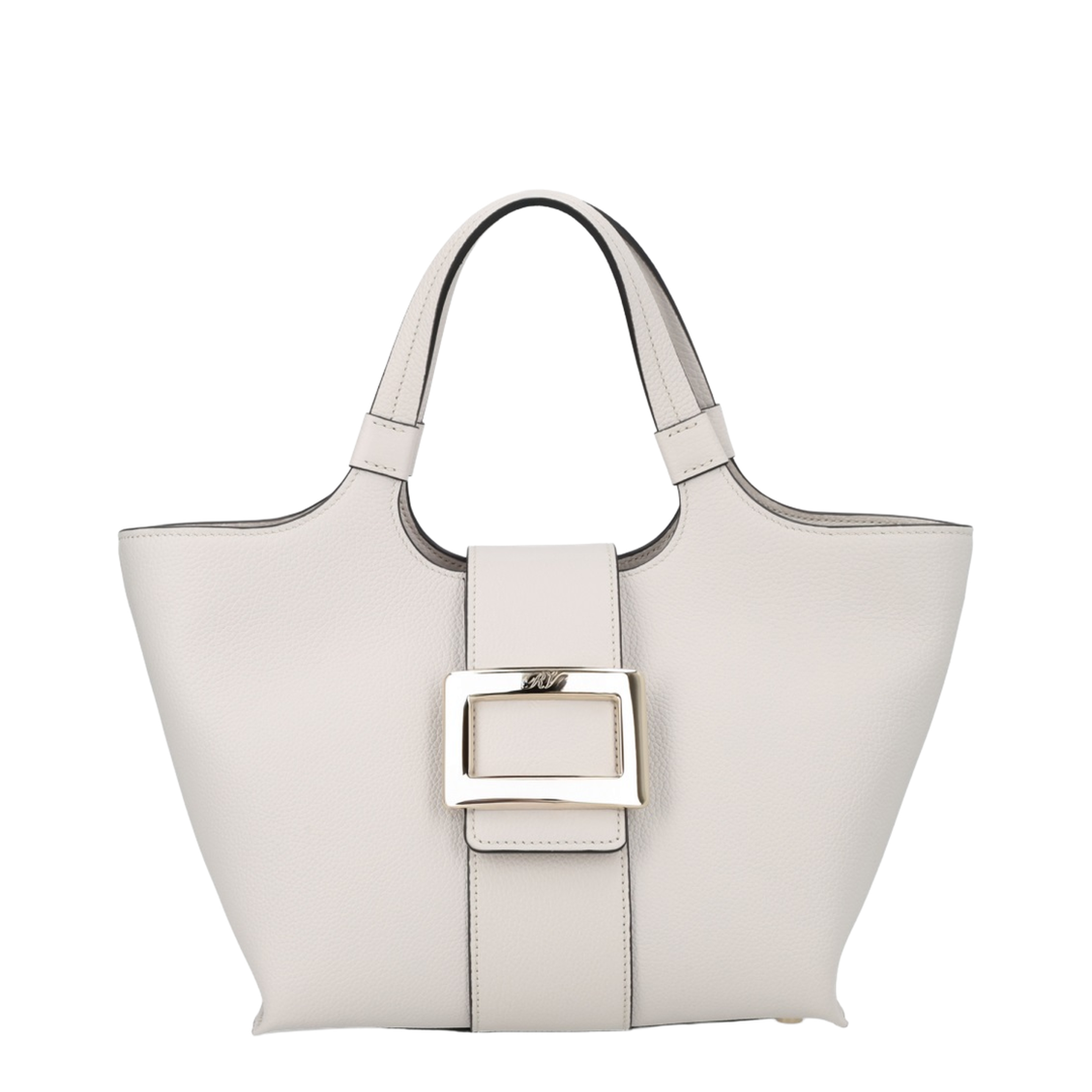 Belle Vivier Mini Shopping Bag In Ice White Calfskin - Ice White